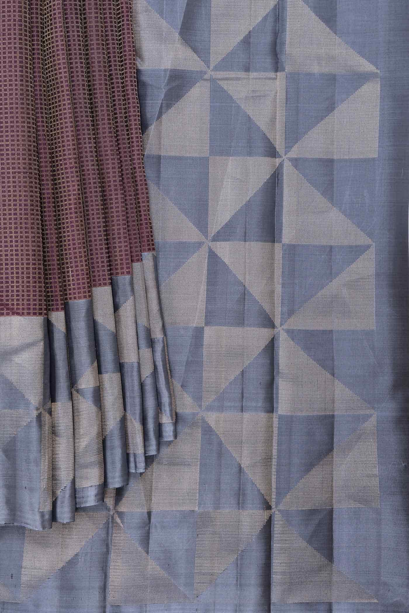 Burgundy Dual Tone Kanchipuram Silk Saree