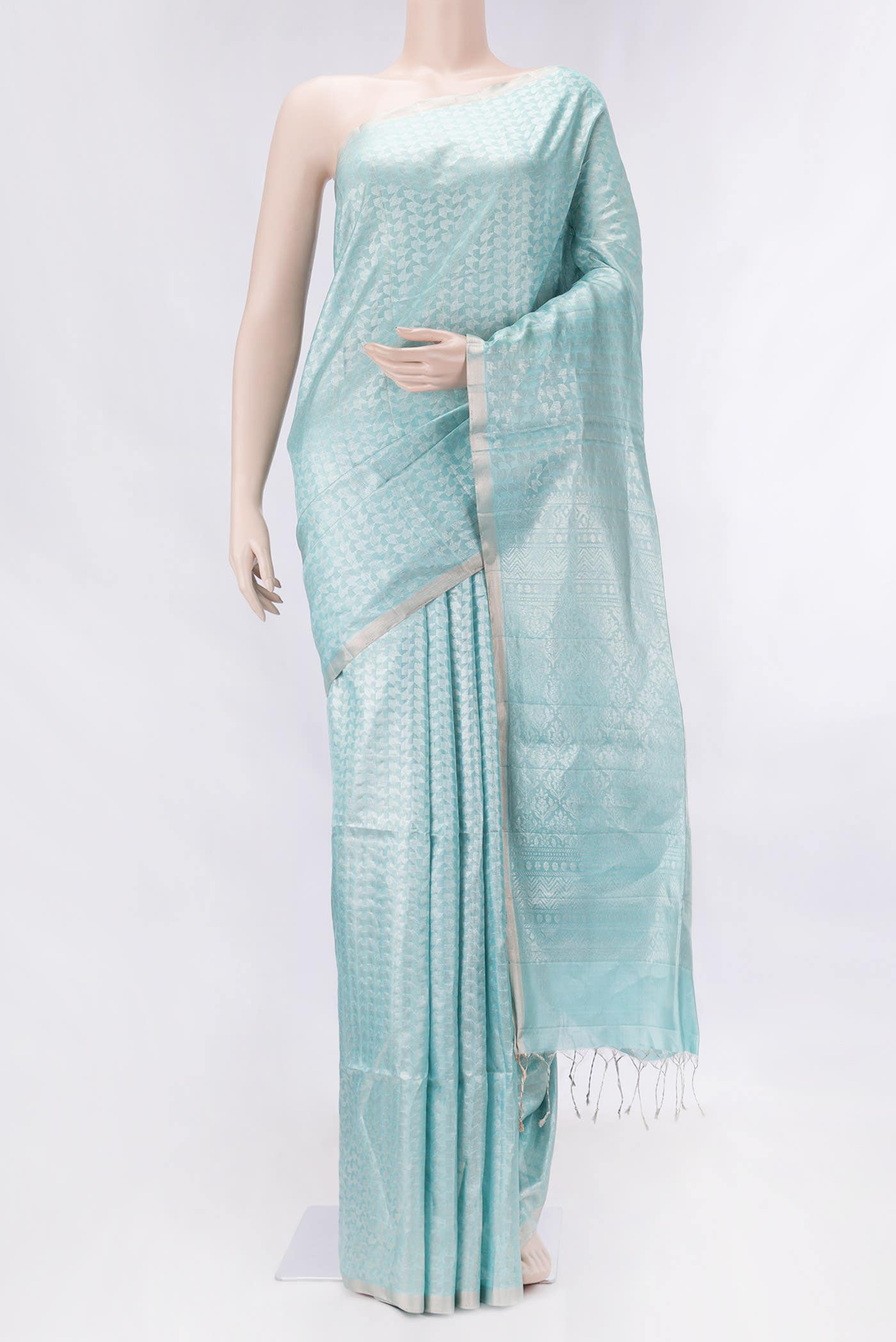 Light Blue Dual Tone Soft Silk Saree