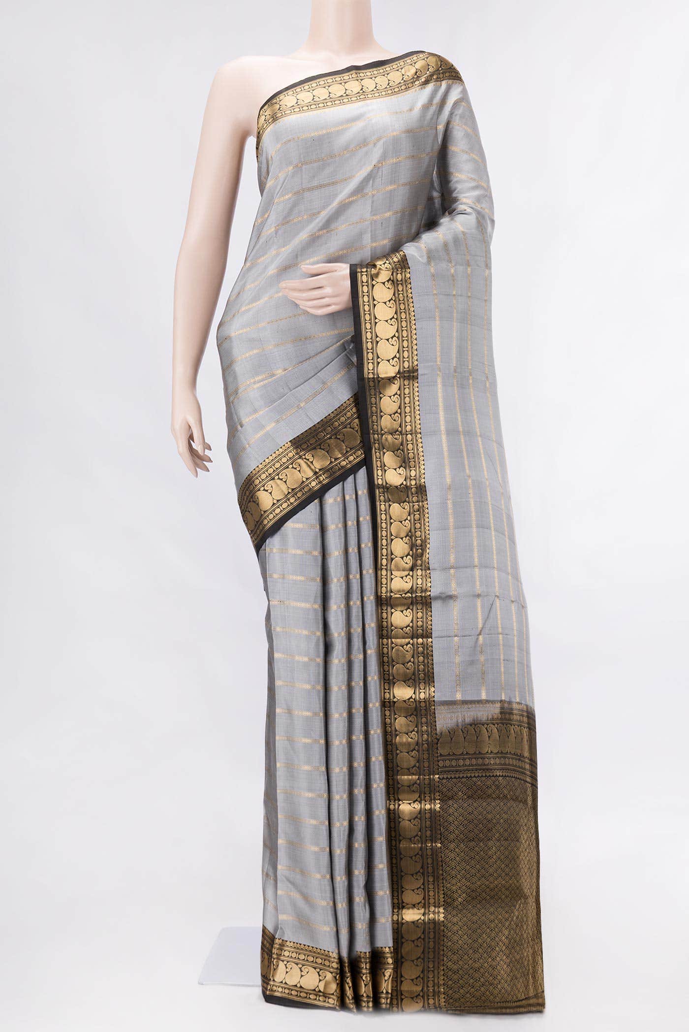 Grey Dual Tone Kanchipuram Silk Saree