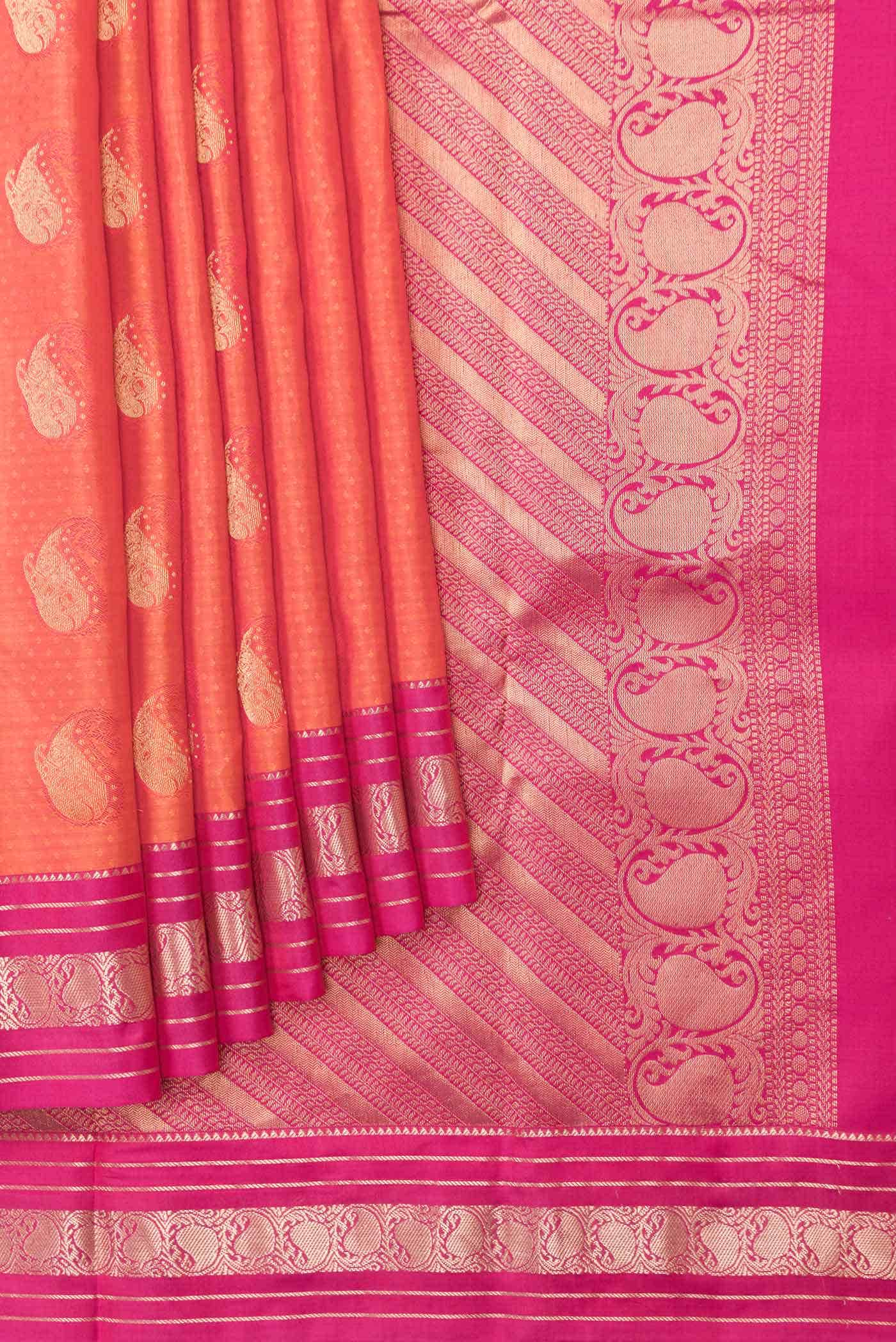 Orange Dual Tone Kanchipuram Silk Saree