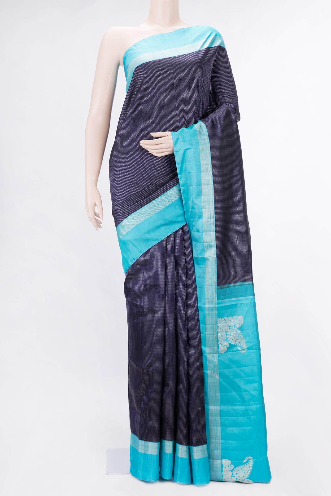 Navy Blue Dual Tone Kanchipuram Silk Saree