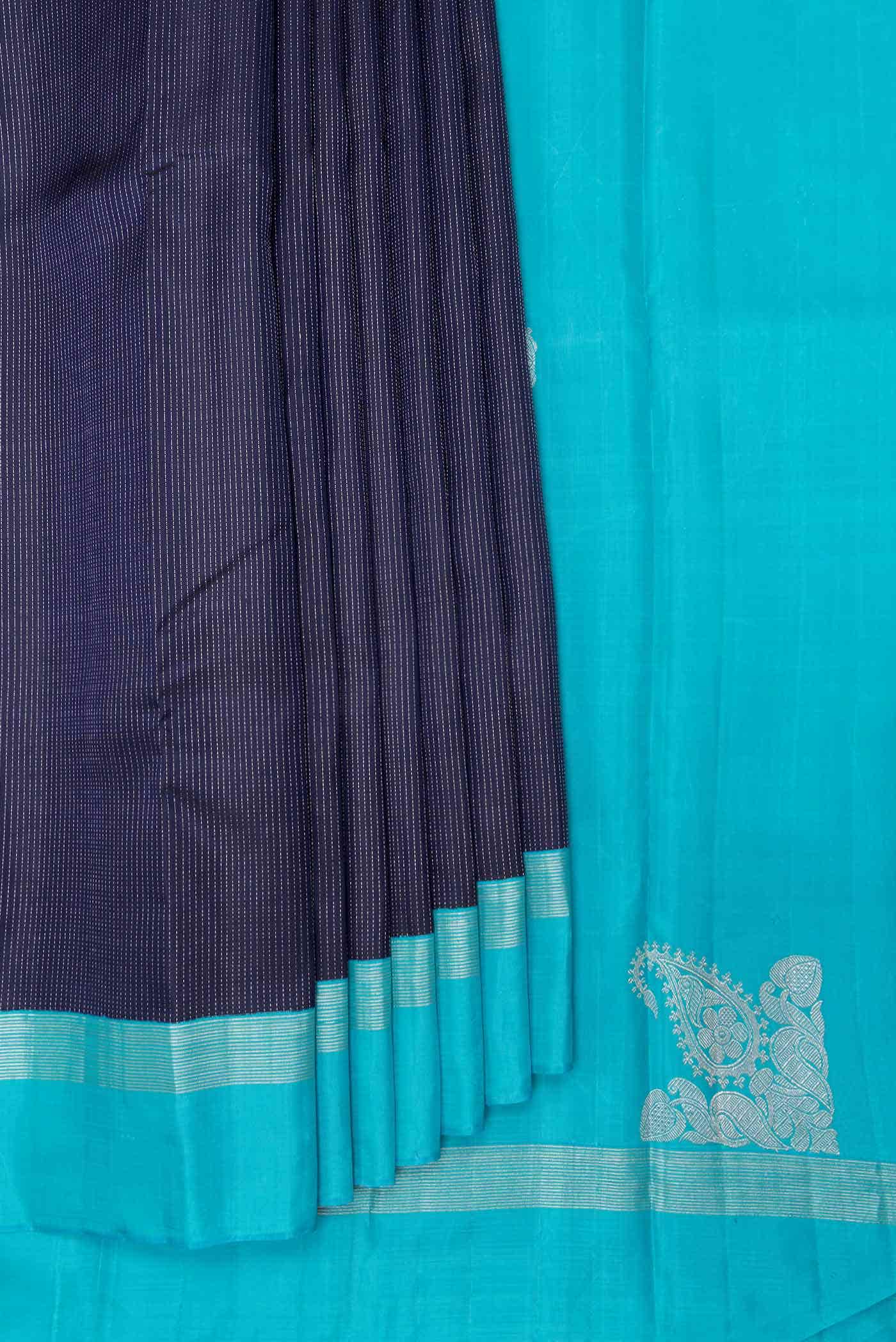 Navy Blue Dual Tone Kanchipuram Silk Saree