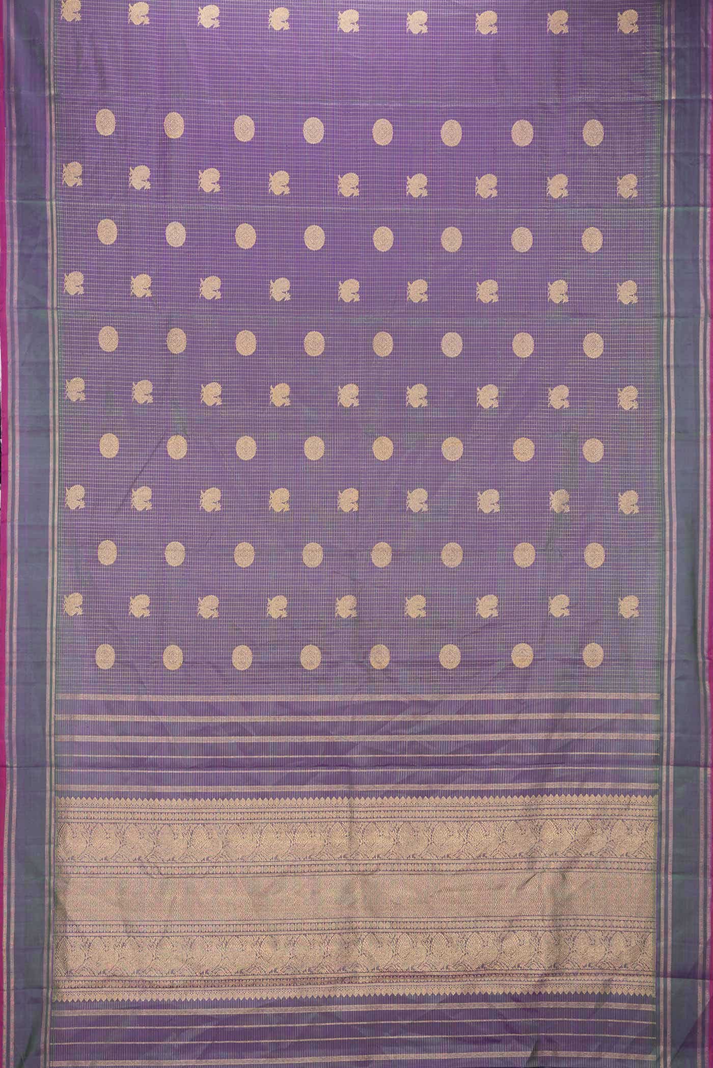 Pure Silk Pure Zari Peacock Blue Dual Tone Kanchipuram Saree