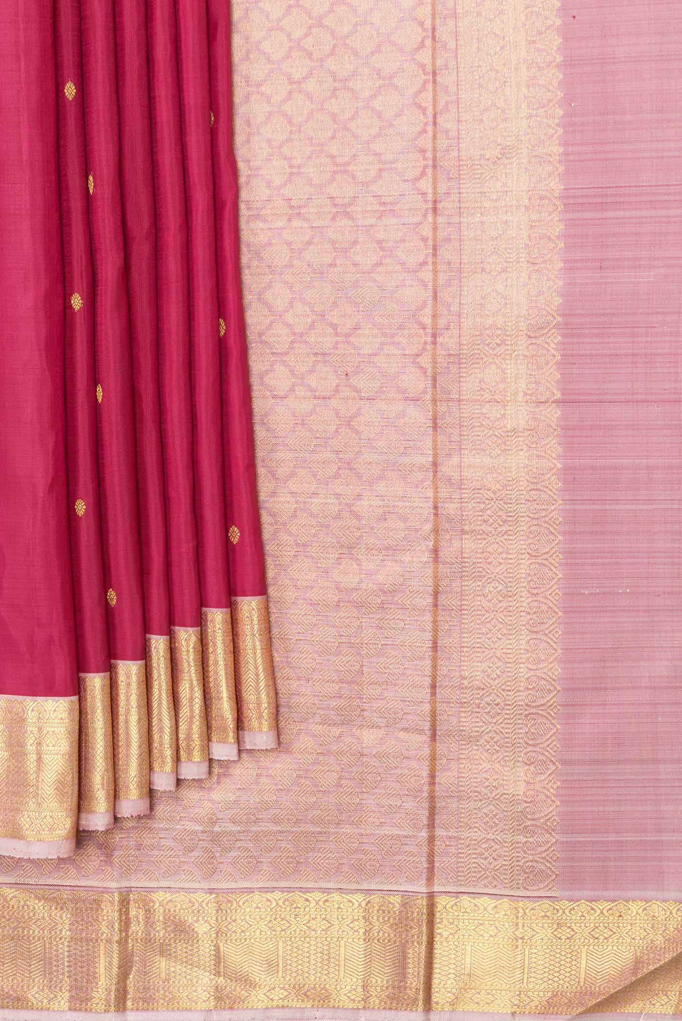 Pure Silk Pure Zari Maroon Dual Tone Kanchipuram Saree