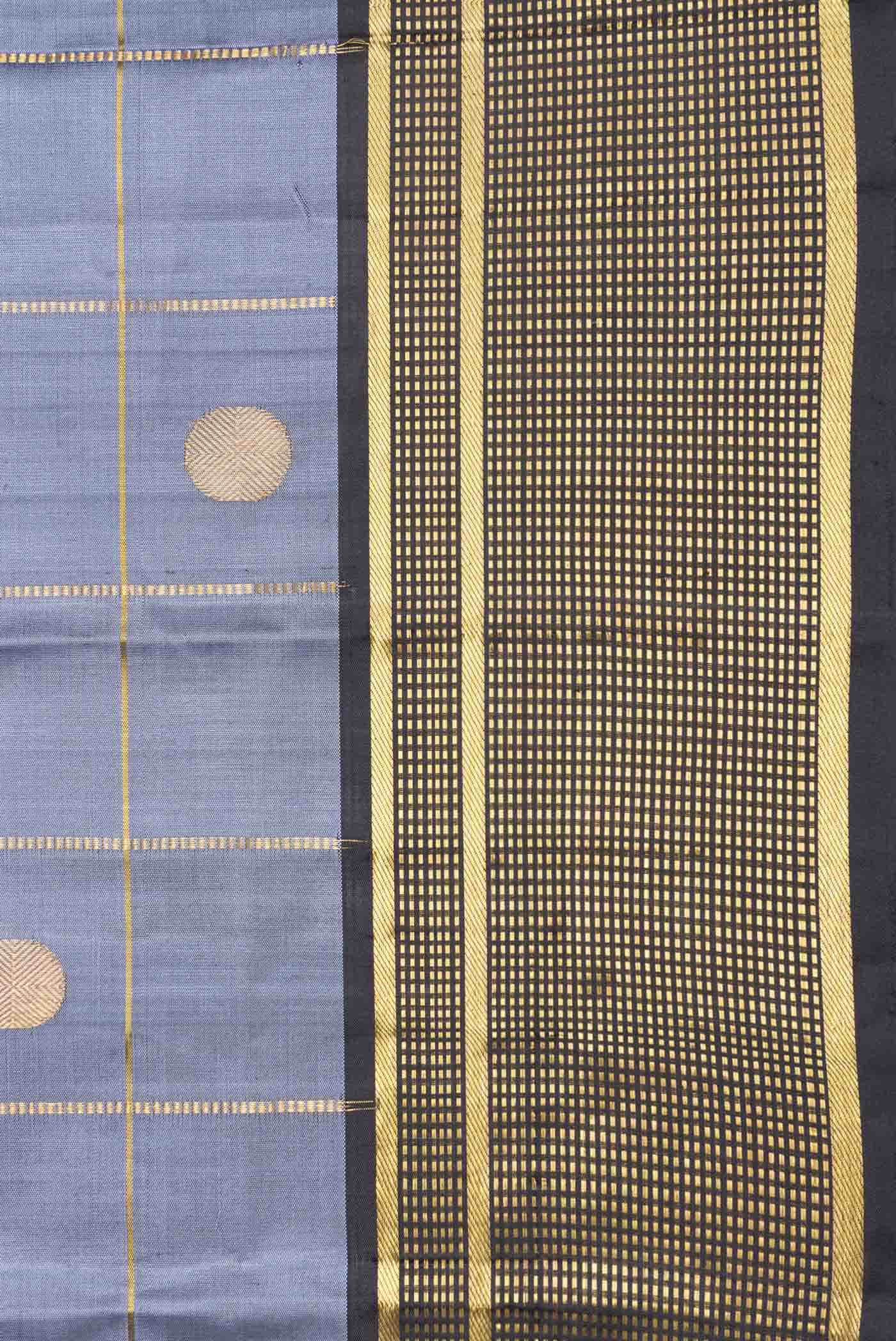 Pure Silk Pure Zari Grey Dual Tone Kanchipuram Saree