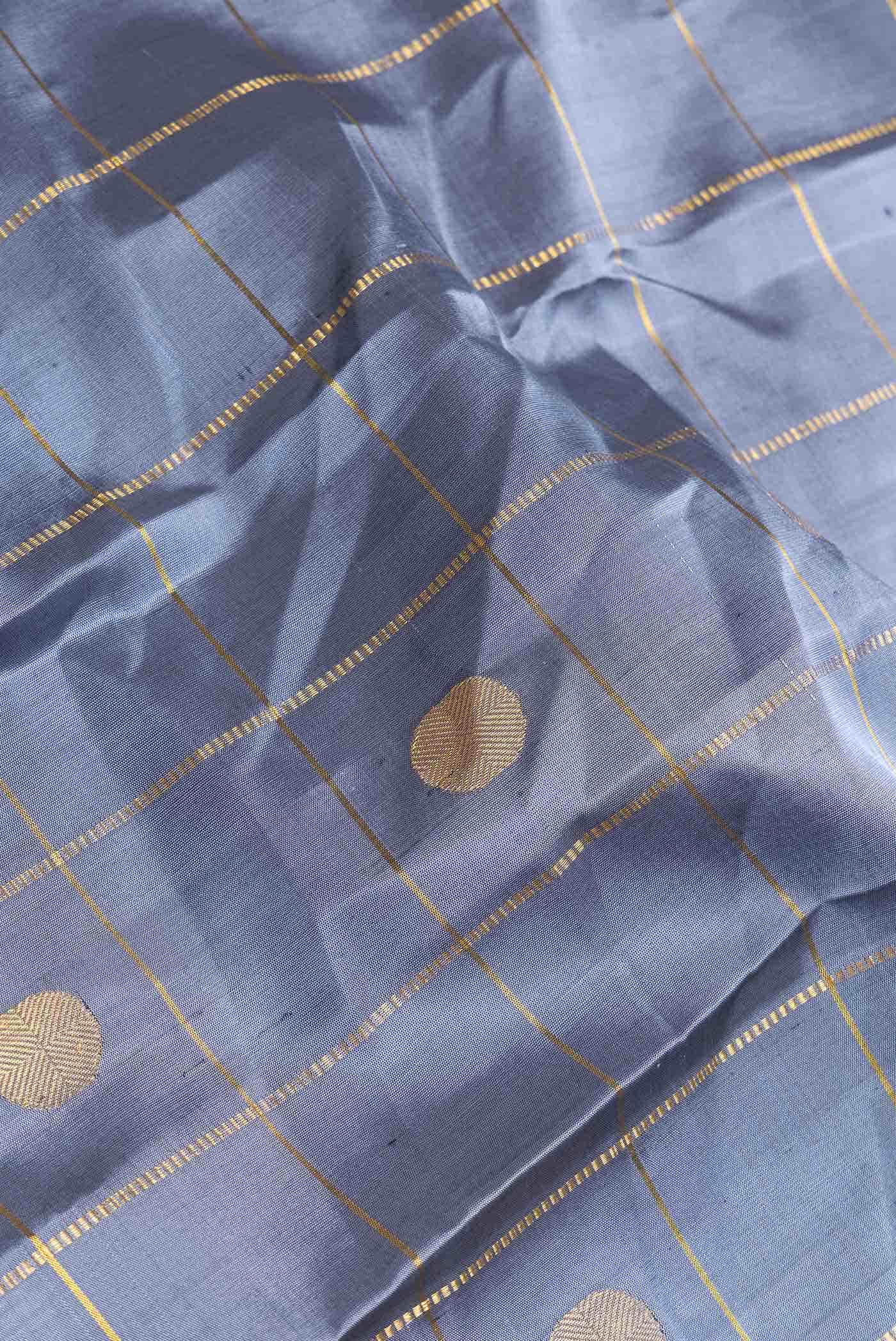 Pure Silk Pure Zari Grey Dual Tone Kanchipuram Saree