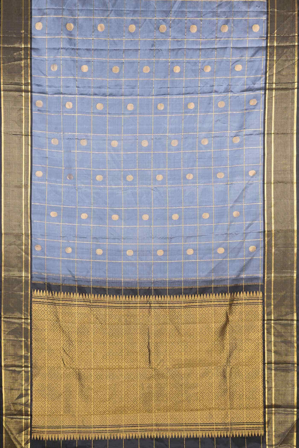 Pure Silk Pure Zari Grey Dual Tone Kanchipuram Saree