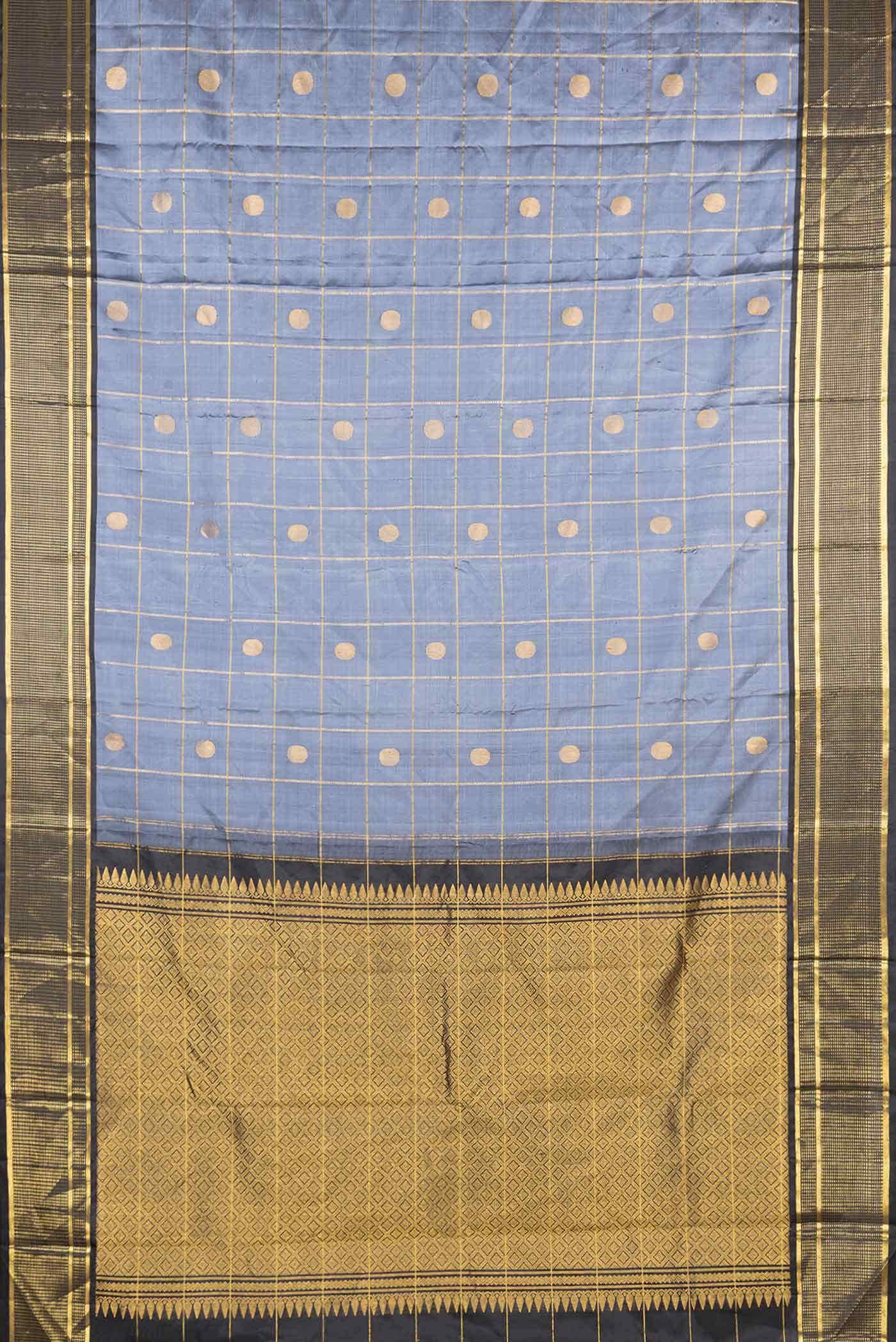 Pure Silk Pure Zari Grey Dual Tone Kanchipuram Saree