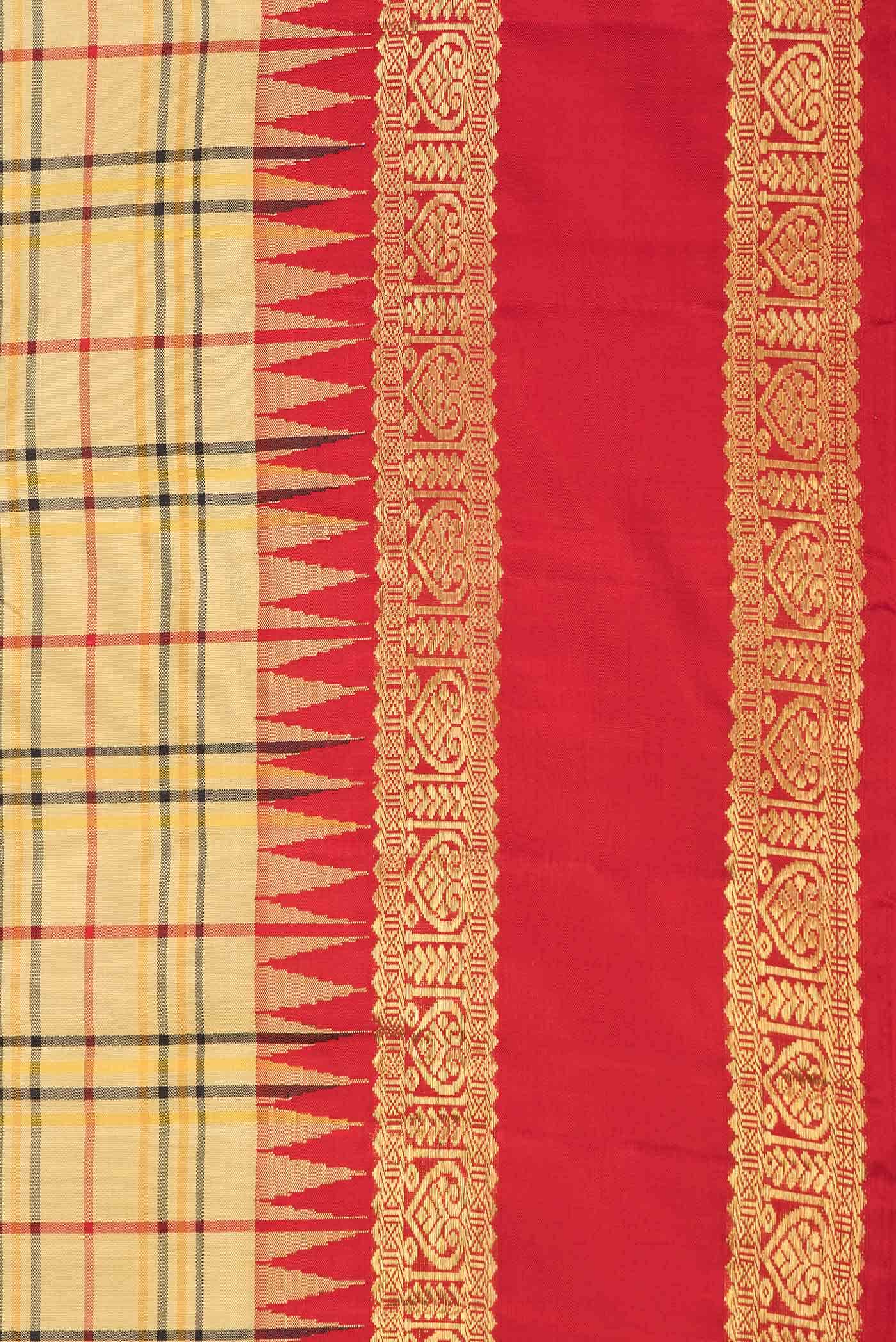 Pure Silk Pure Zari Sandal Dual Tone Kanchipuram Saree