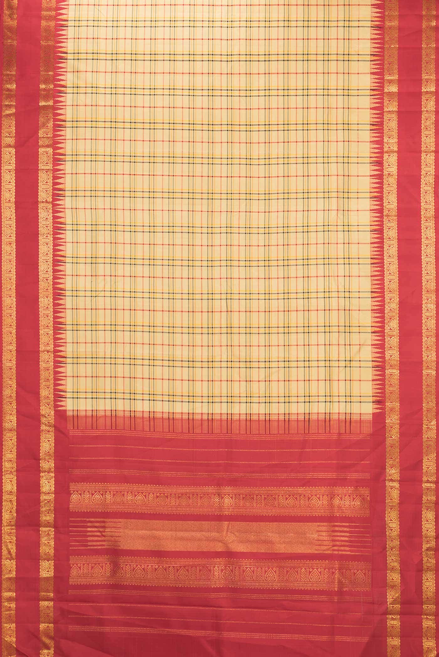 Pure Silk Pure Zari Sandal Dual Tone Kanchipuram Saree