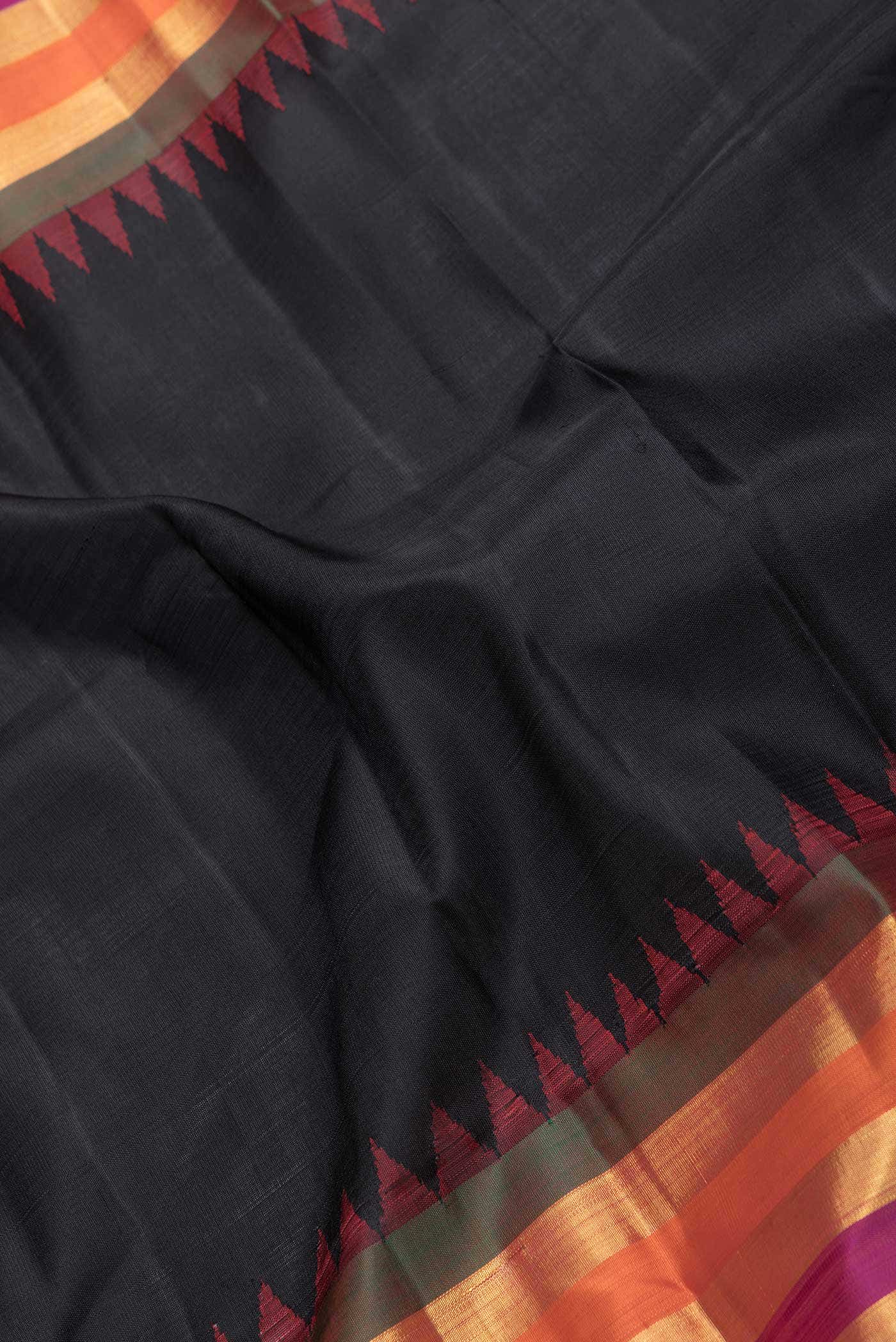 Pure Silk Pure Zari Black Kanchipuram Saree