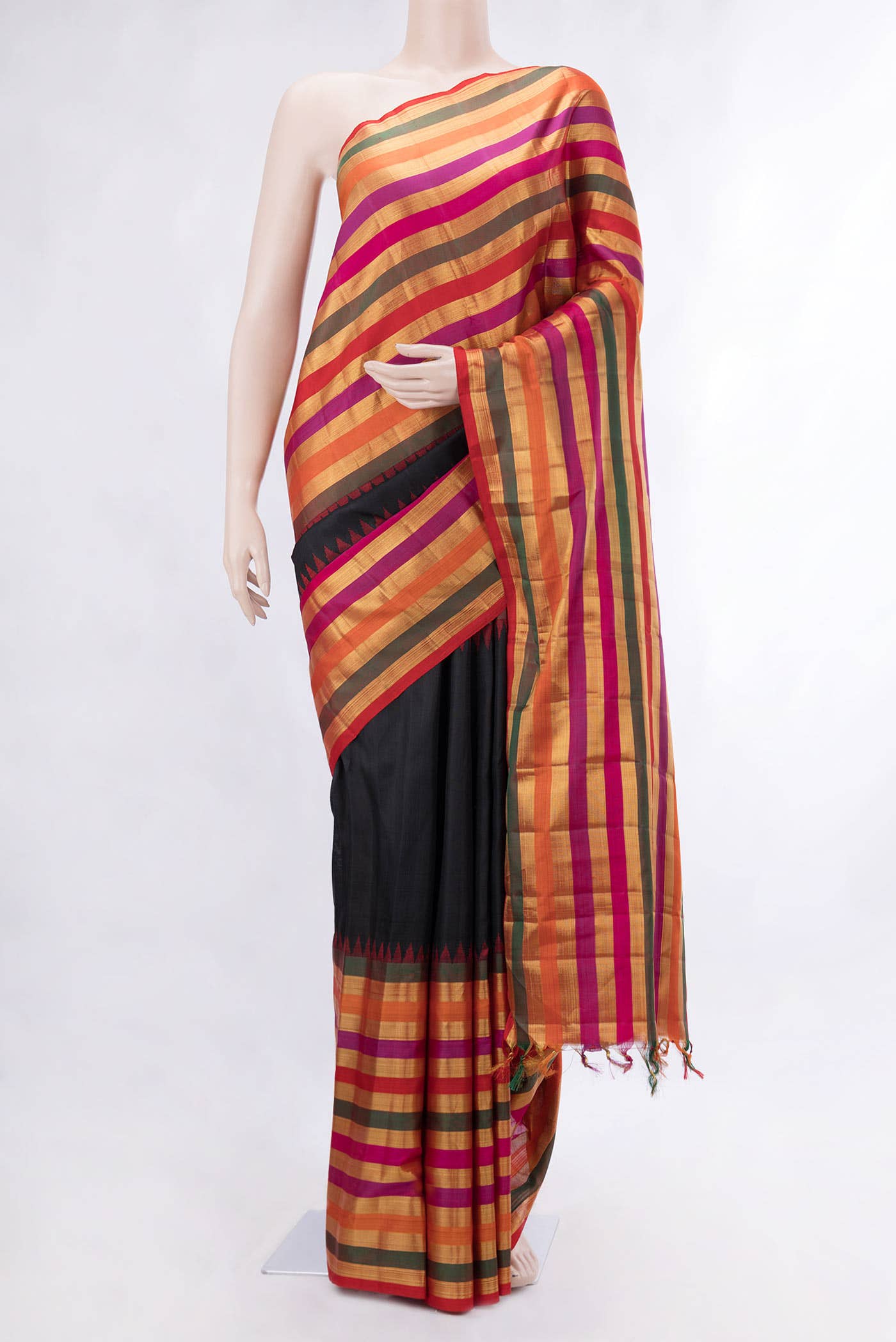 Pure Silk Pure Zari Black Kanchipuram Saree