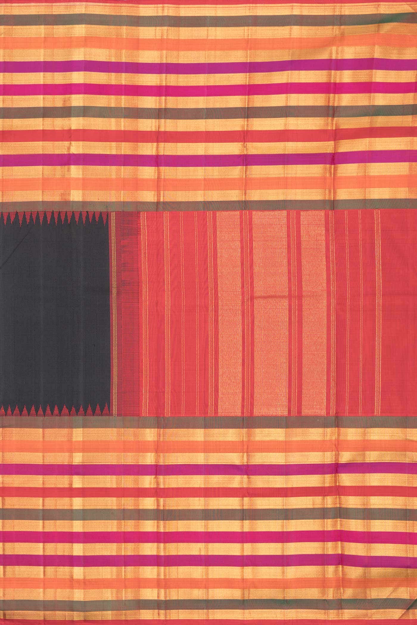 Pure Silk Pure Zari Black Kanchipuram Saree