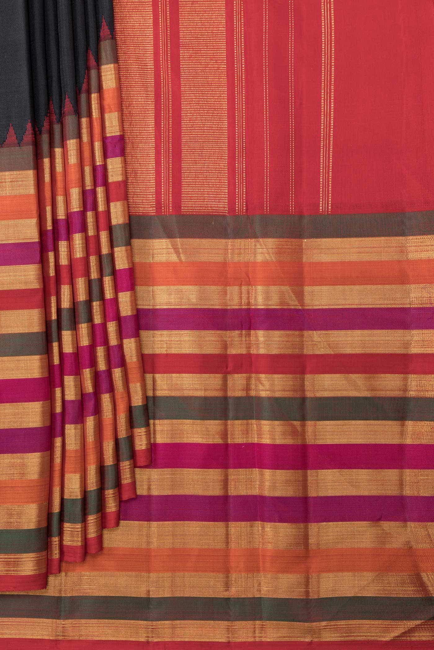 Pure Silk Pure Zari Black Kanchipuram Saree