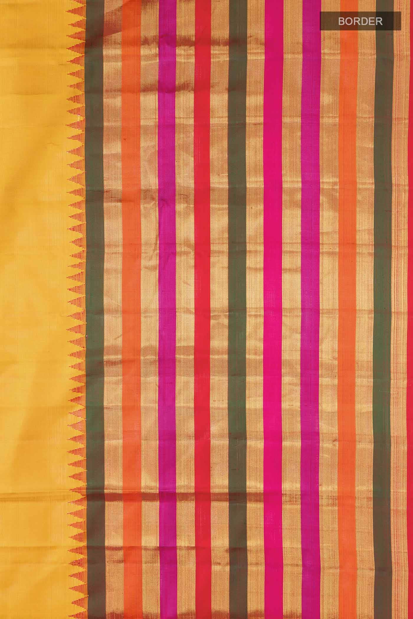 Pure Silk Pure Zari Yellow Kanchipuram Saree