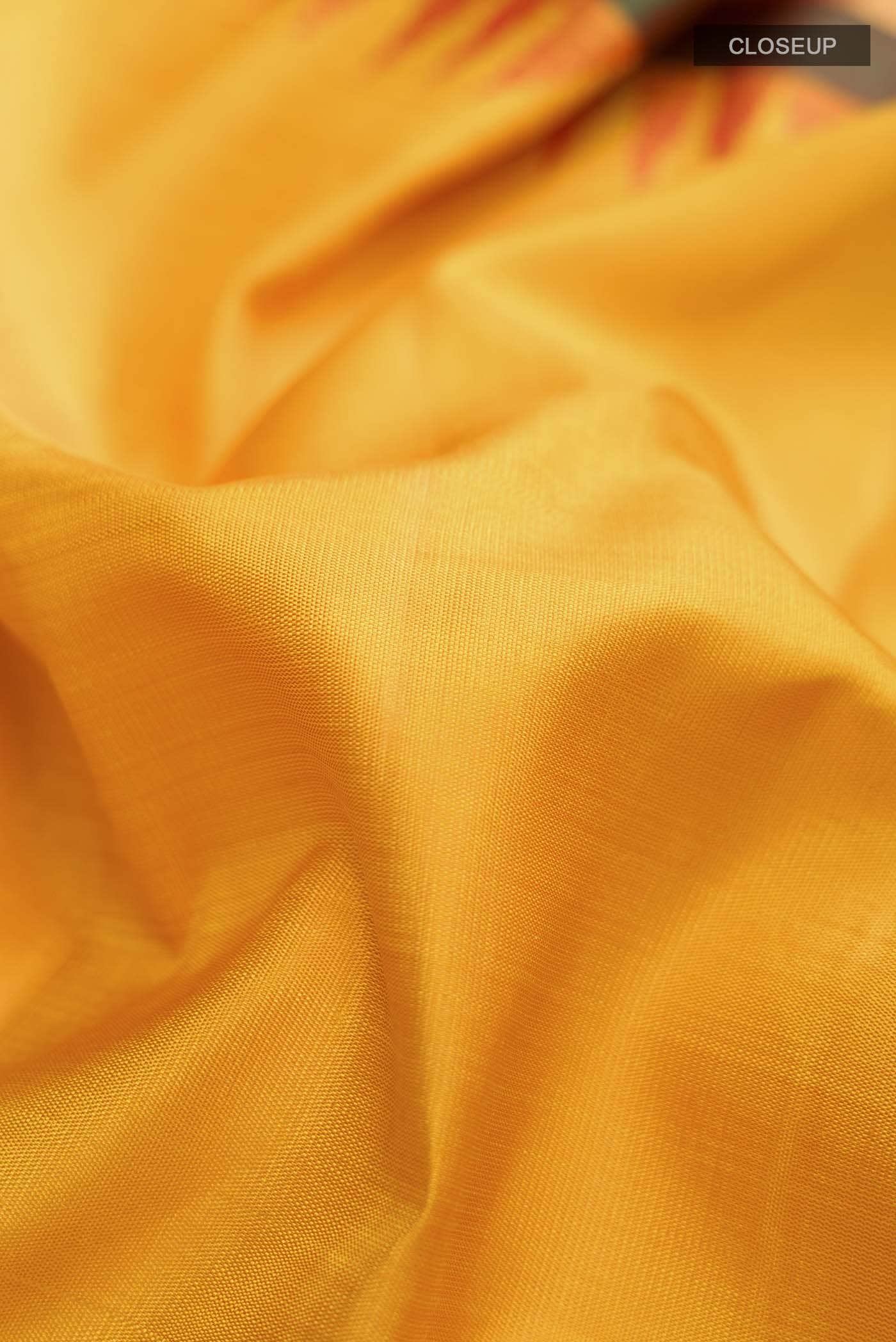 Pure Silk Pure Zari Yellow Kanchipuram Saree