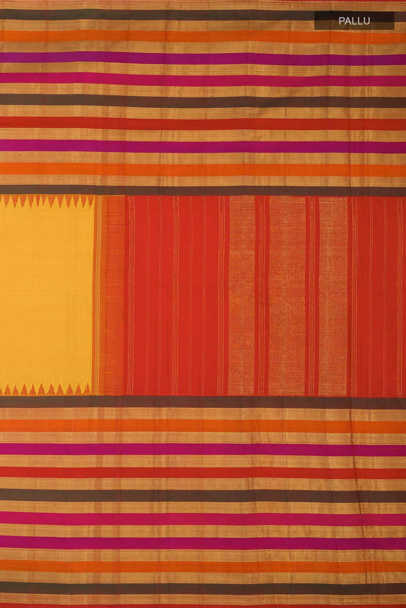Pure Silk Pure Zari Yellow Kanchipuram Saree