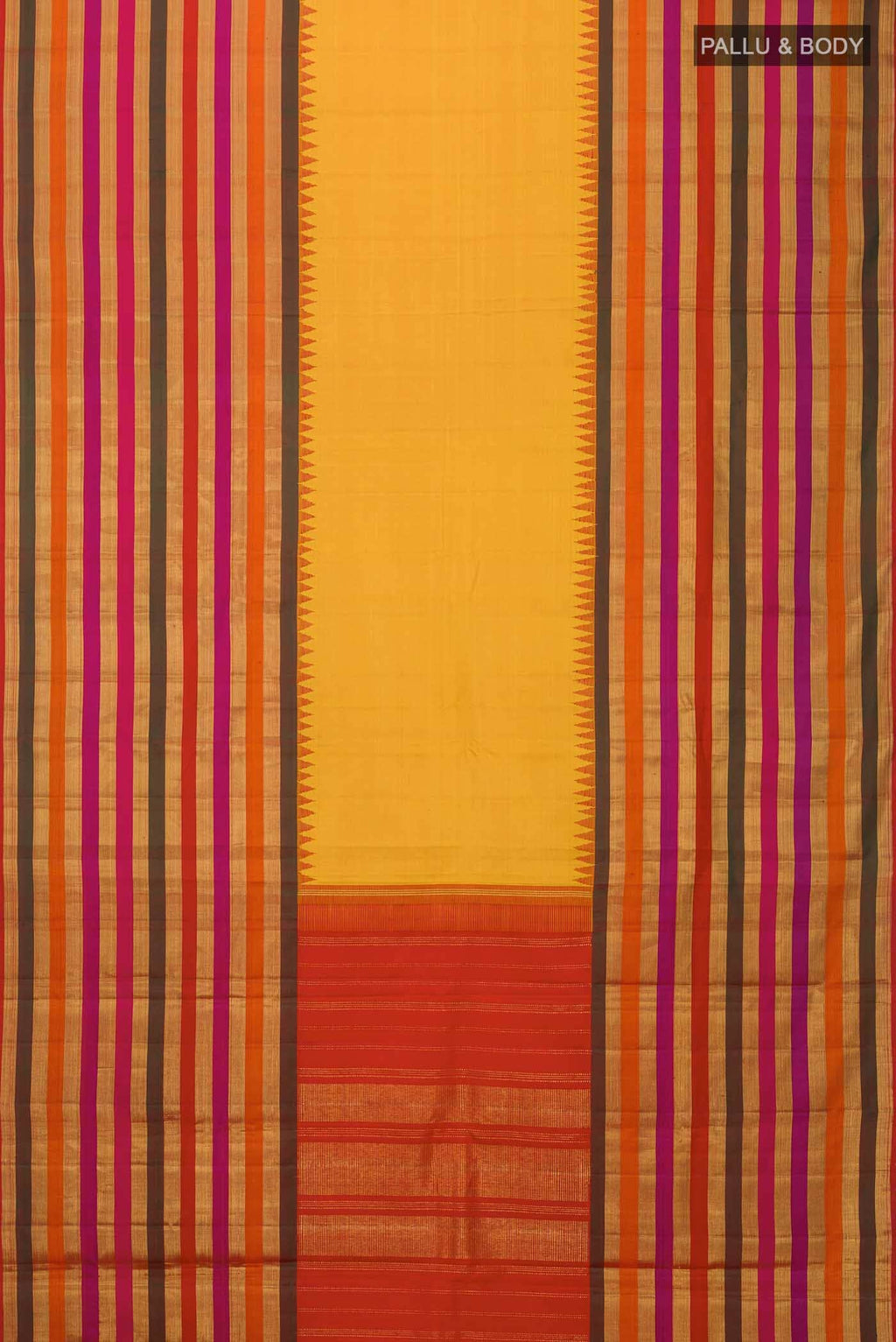 Pure Silk Pure Zari Yellow Kanchipuram Saree