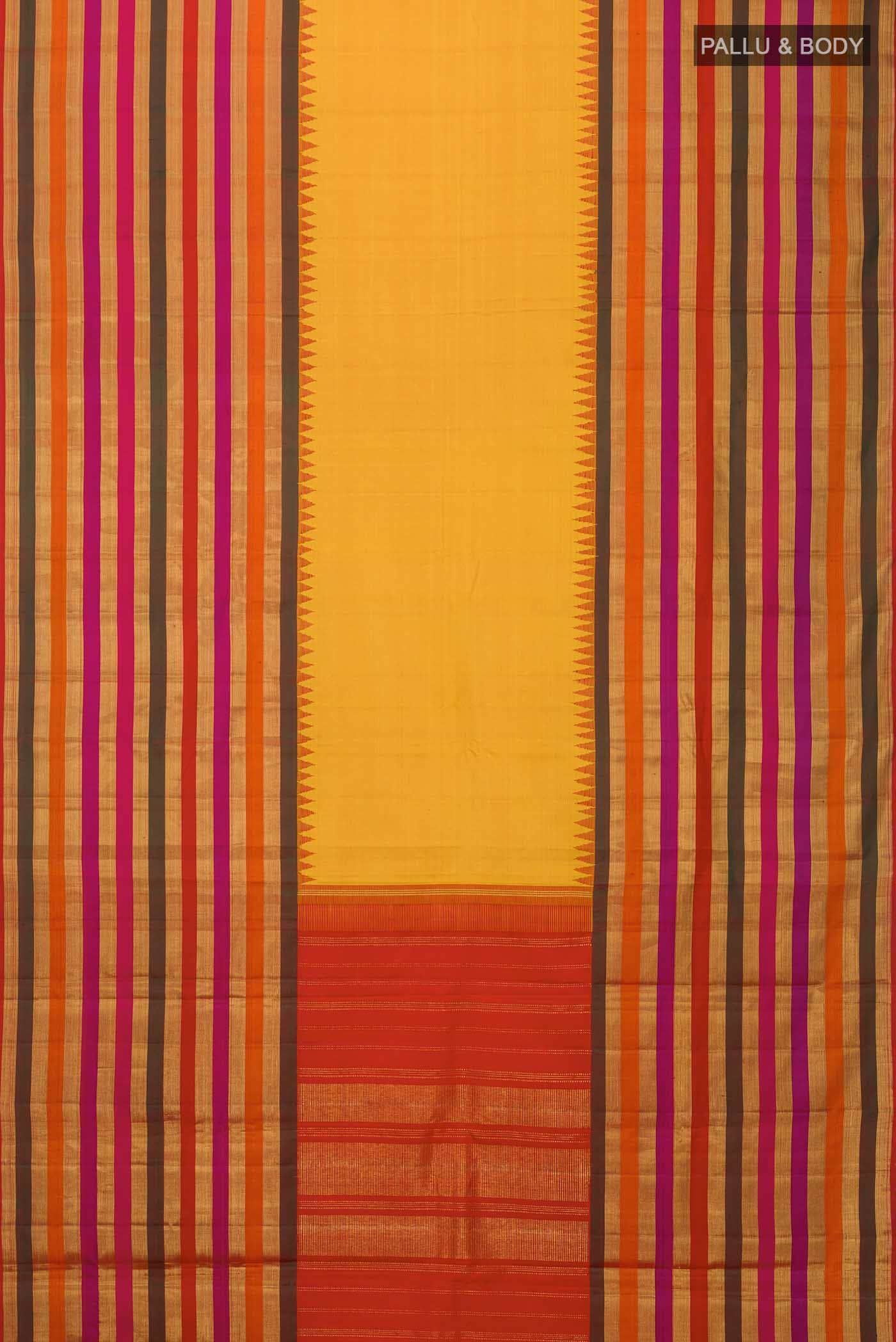 Pure Silk Pure Zari Yellow Kanchipuram Saree