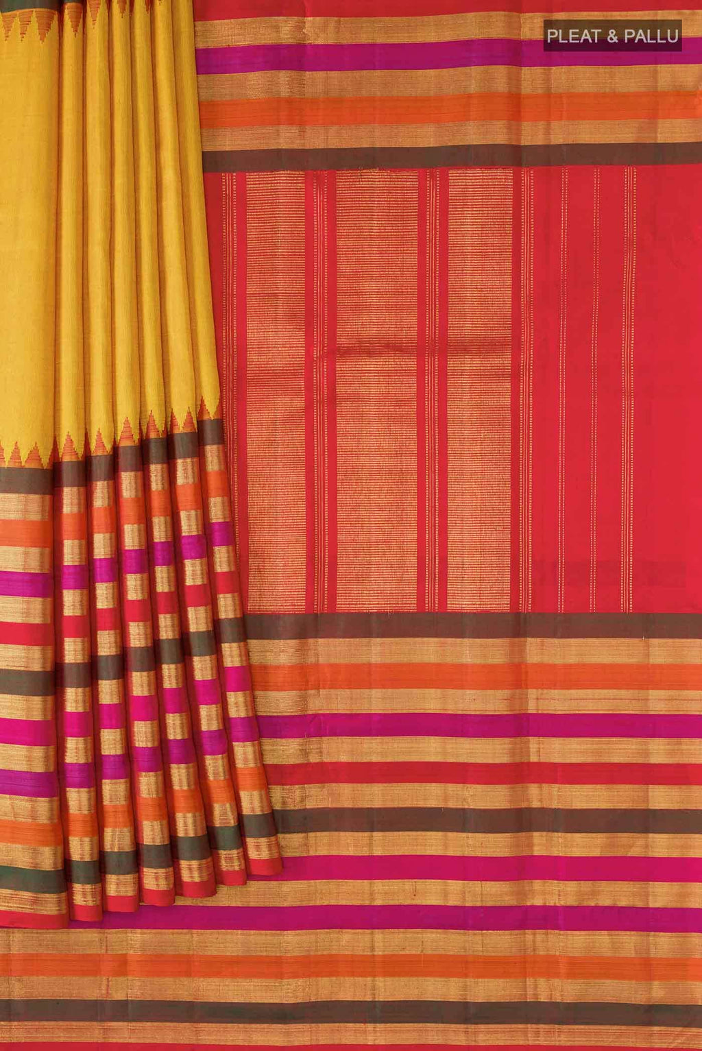 Pure Silk Pure Zari Yellow Kanchipuram Saree