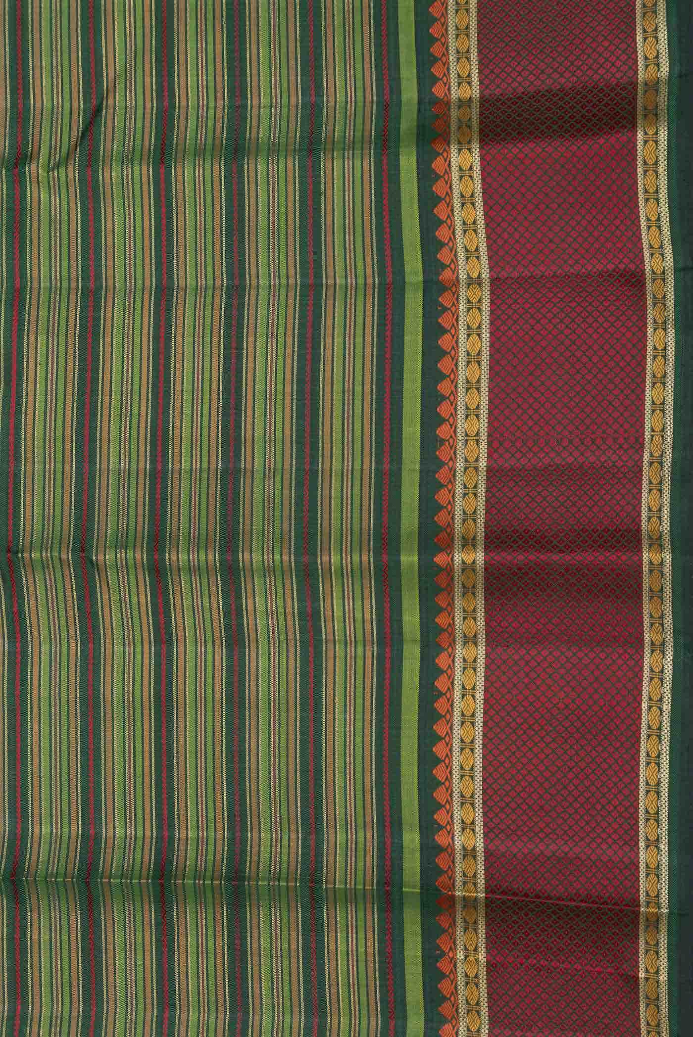Green and Mustard Dual Tone Kanchipuram Silk Saree