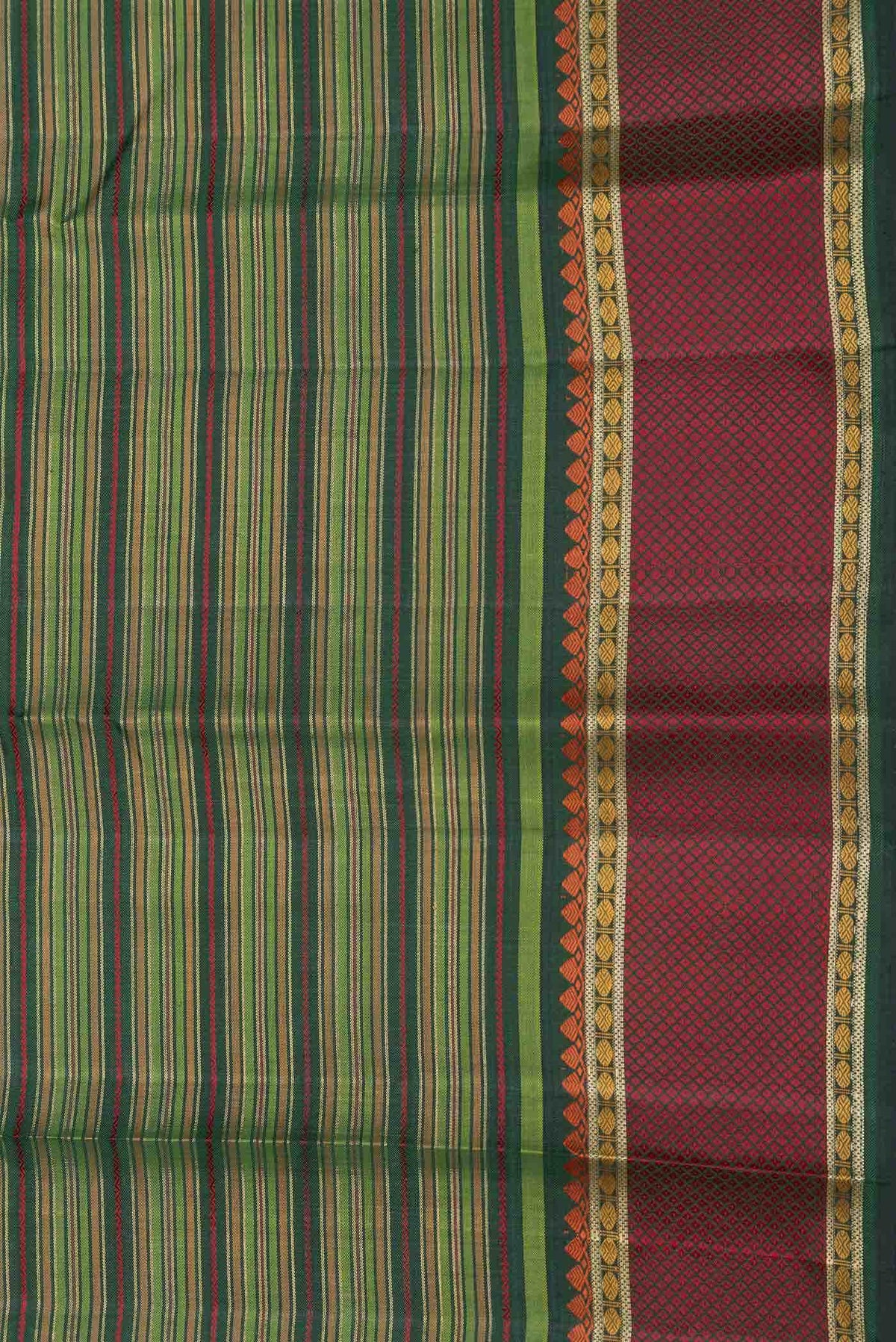 Green and Mustard Dual Tone Kanjivaram Silk Saree