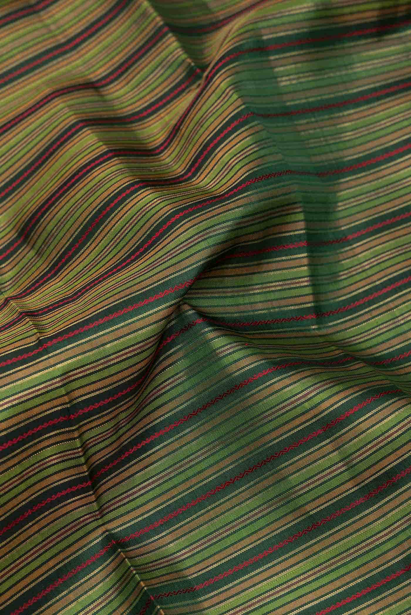 Green and Mustard Dual Tone Kanjivaram Silk Saree