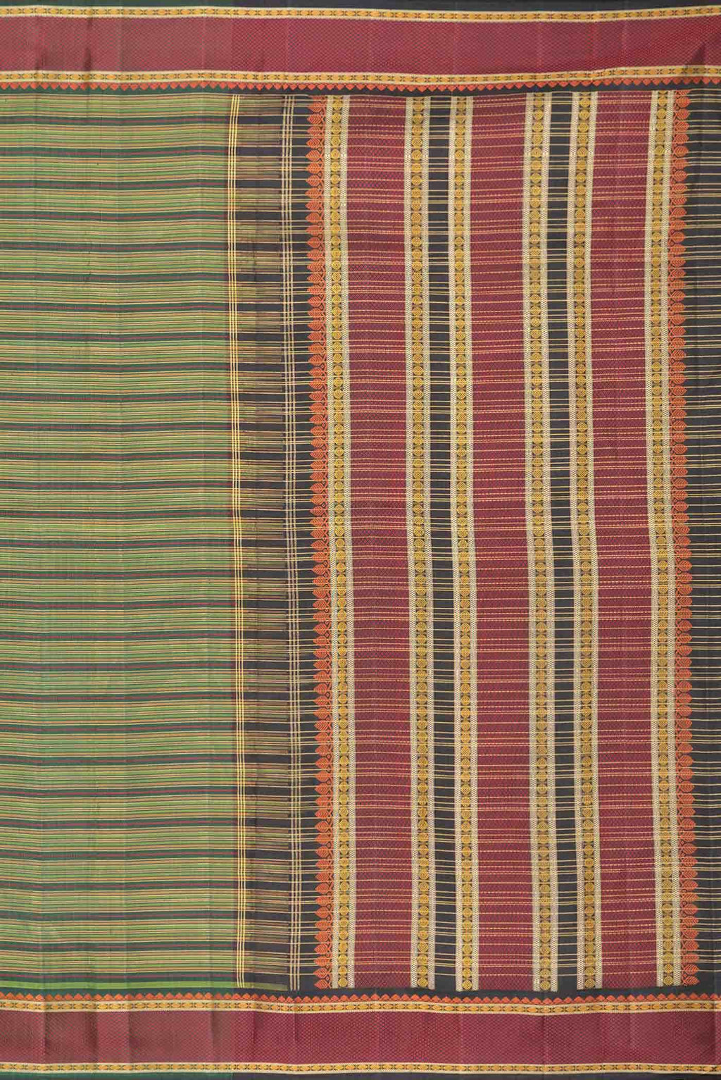Green and Mustard Dual Tone Kanchipuram Silk Saree
