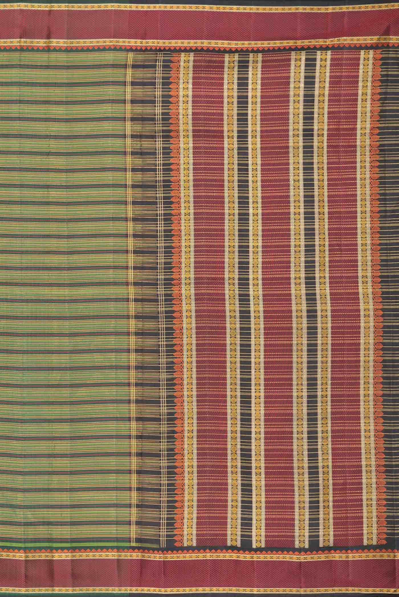 Green and Mustard Dual Tone Kanchipuram Silk Saree