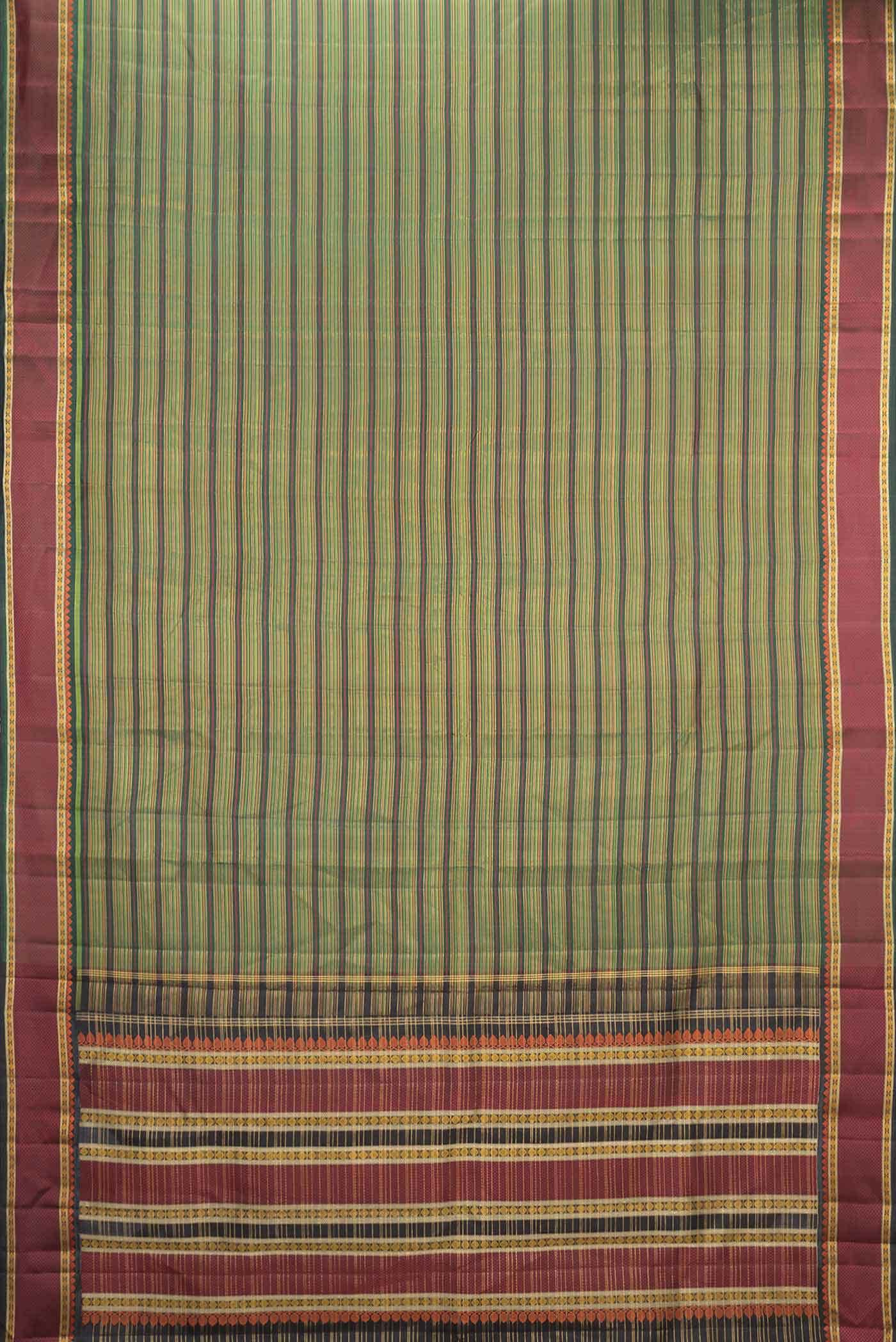 Green and Mustard Dual Tone Kanchipuram Silk Saree