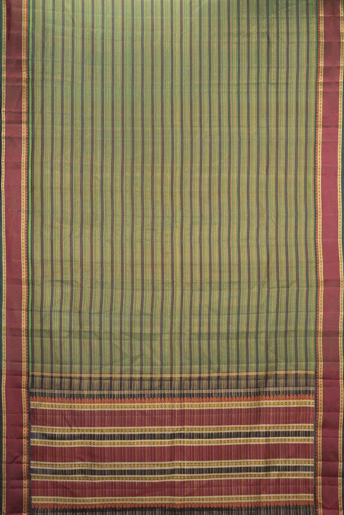 Green and Mustard Dual Tone Kanjivaram Silk Saree