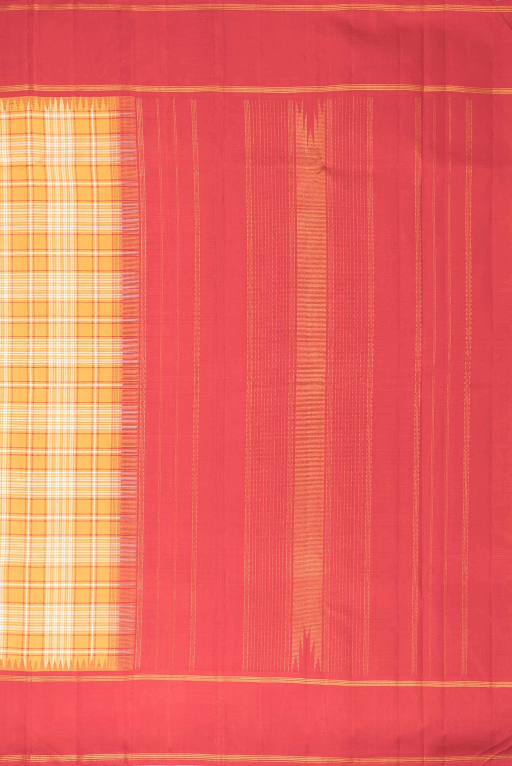 Pure Silk Pure Zari Mustard Dual Tone Kanchipuram Saree