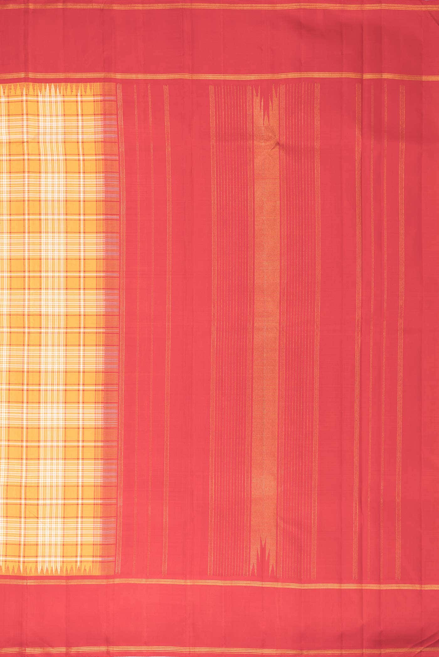 Pure Silk Pure Zari Mustard Dual Tone Kanchipuram Saree