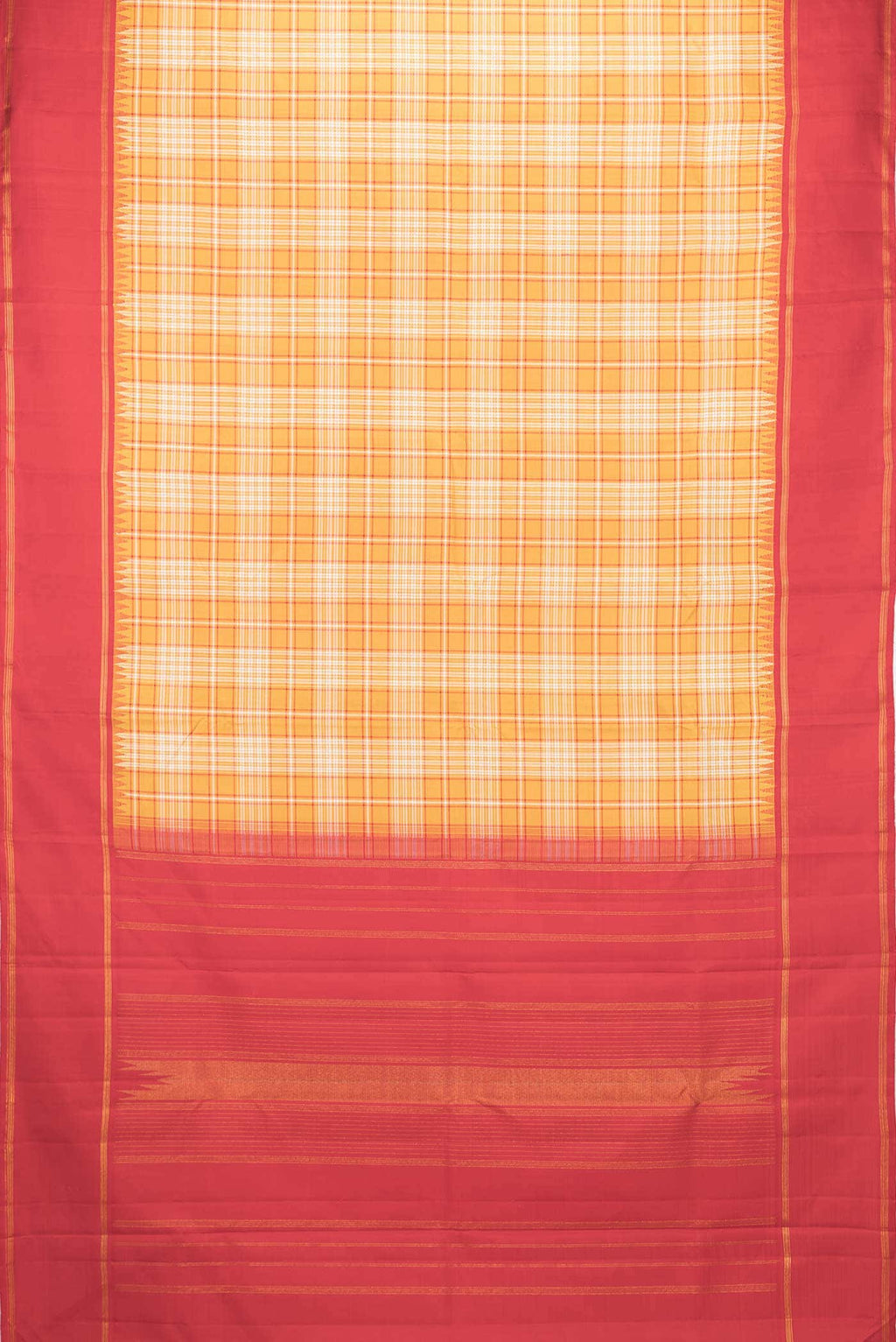 Pure Silk Pure Zari Mustard Dual Tone Kanchipuram Saree