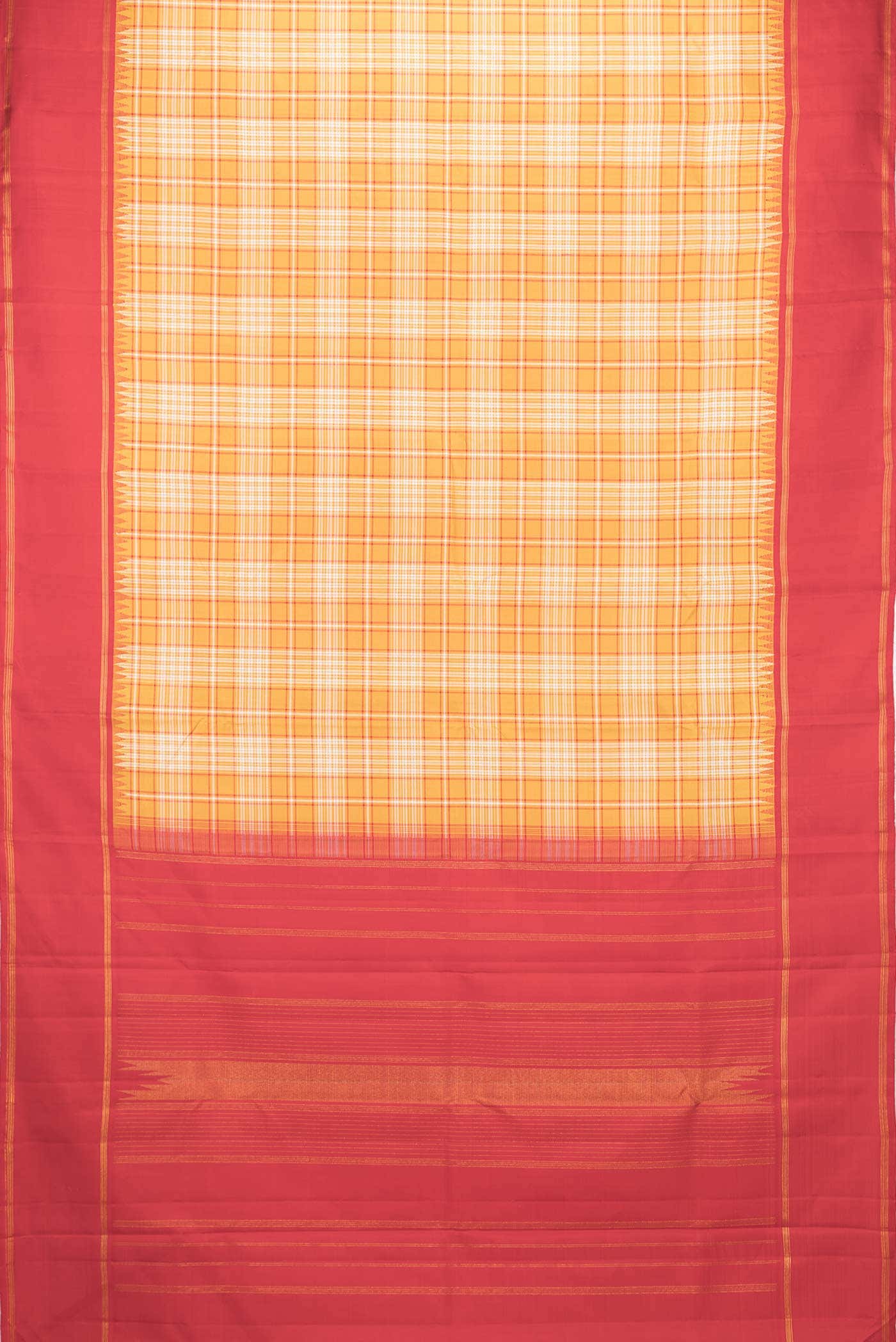 Pure Silk Pure Zari Mustard Dual Tone Kanchipuram Saree