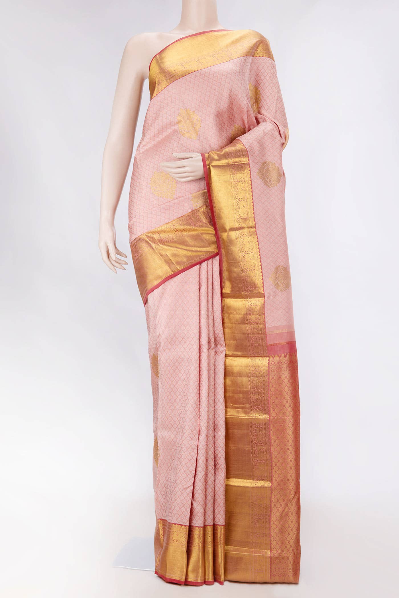Peach Dual Tone Kanchipuram Silk Saree