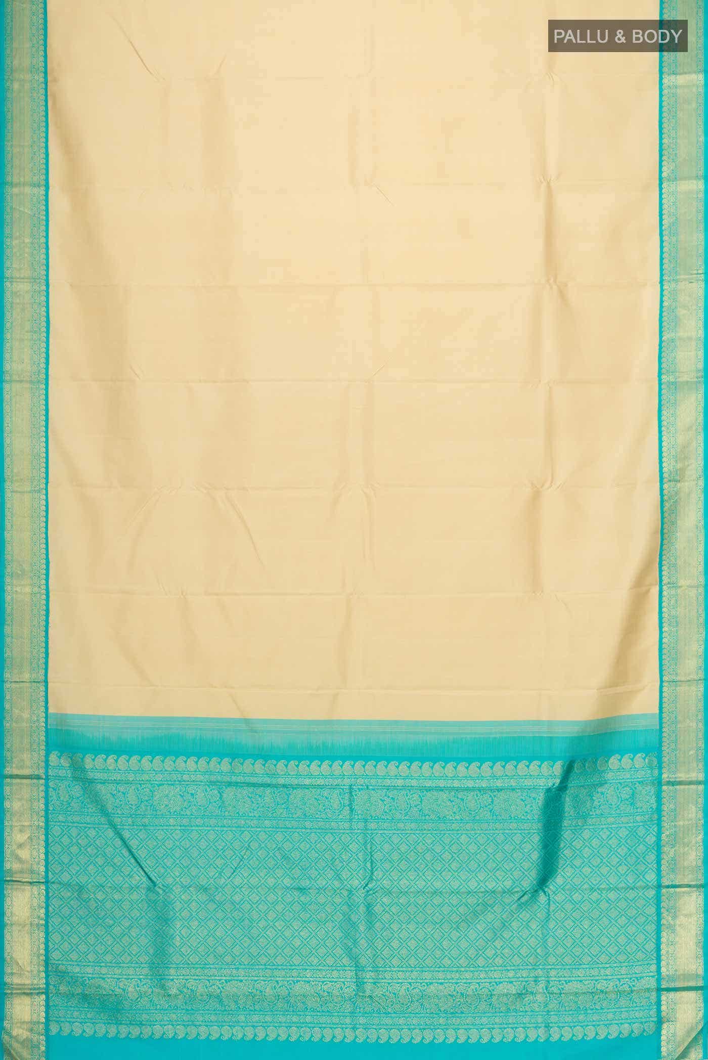 Beige Kanchipuram Silk Saree