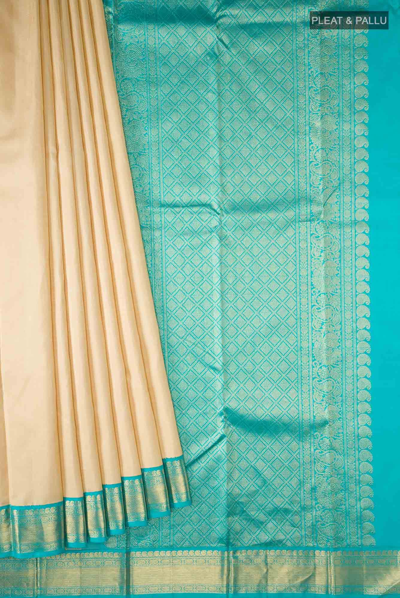 Beige Kanchipuram Silk Saree