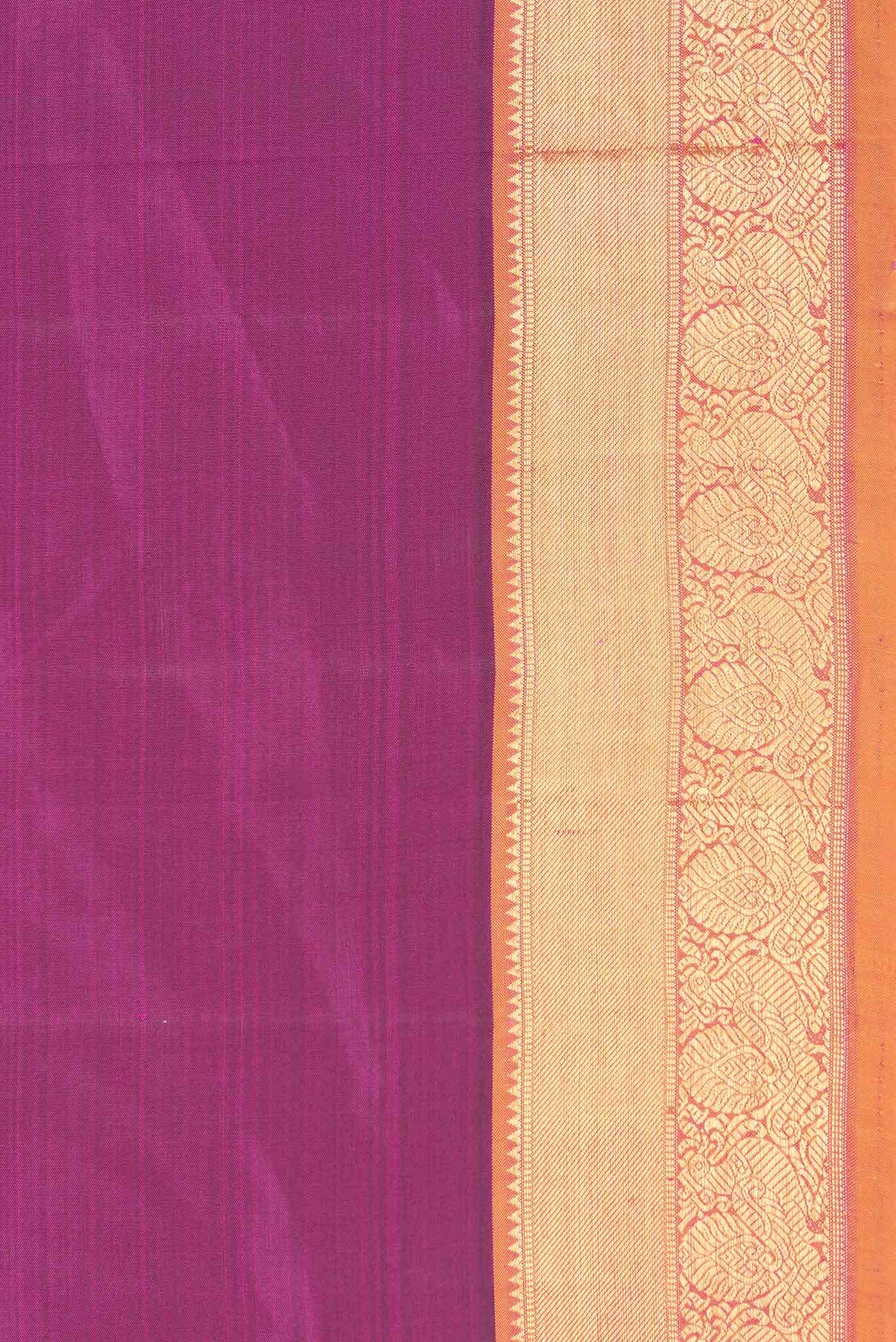 Pure Silk Pure Zari Magenta Dual Tone Kanchipuram Saree