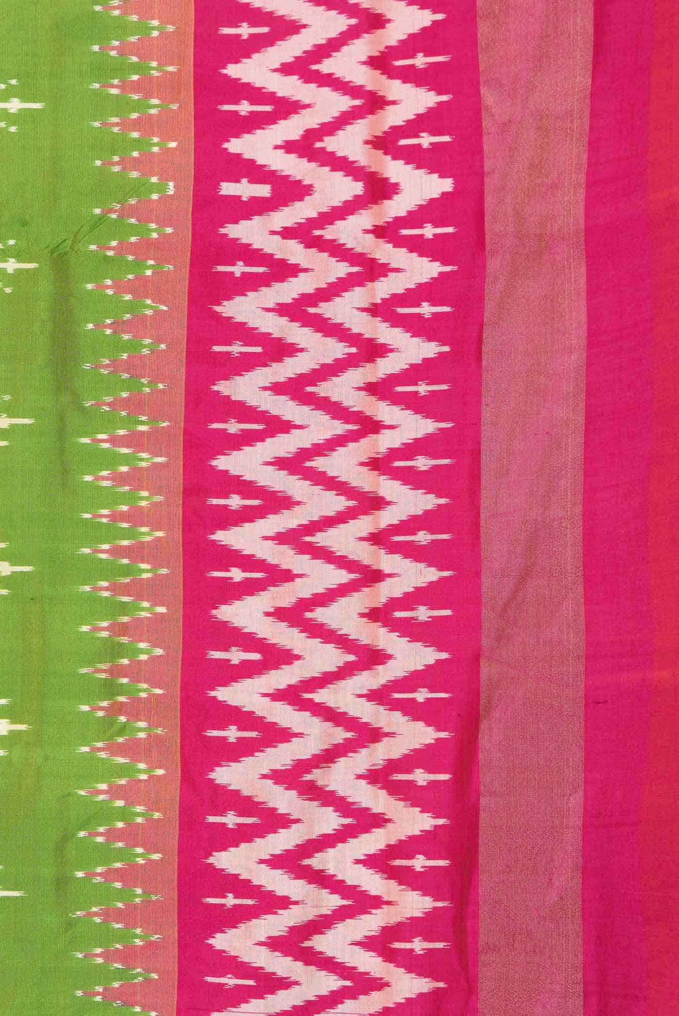 Parrot Green Dual Tone Double Ikat Saree