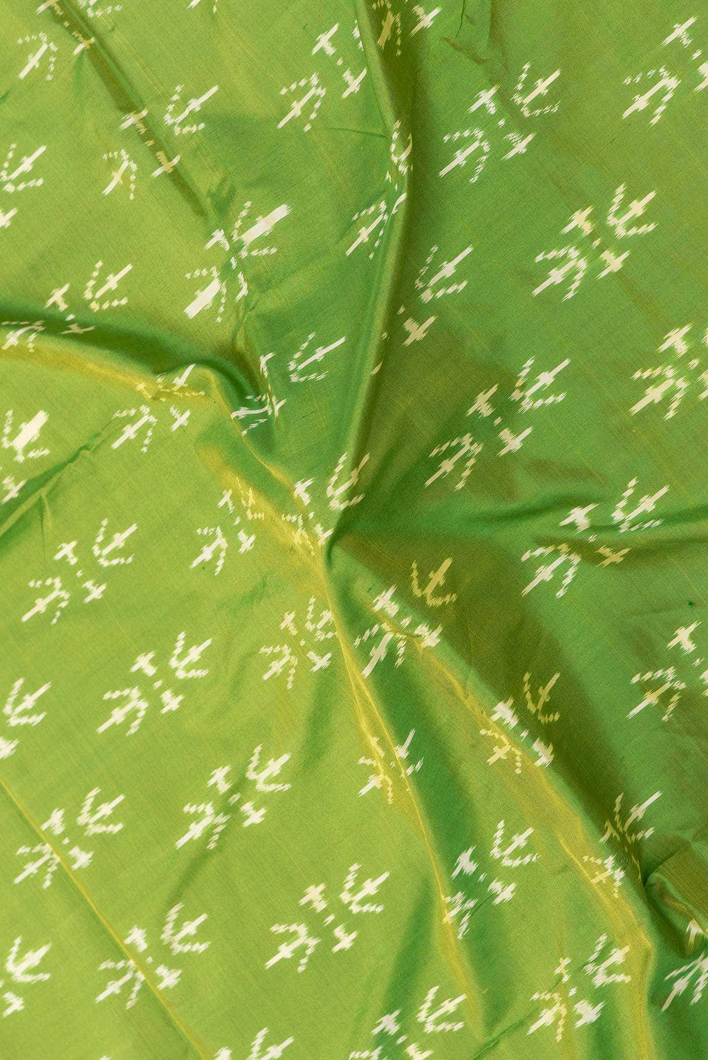 Parrot Green Dual Tone Double Ikat Saree