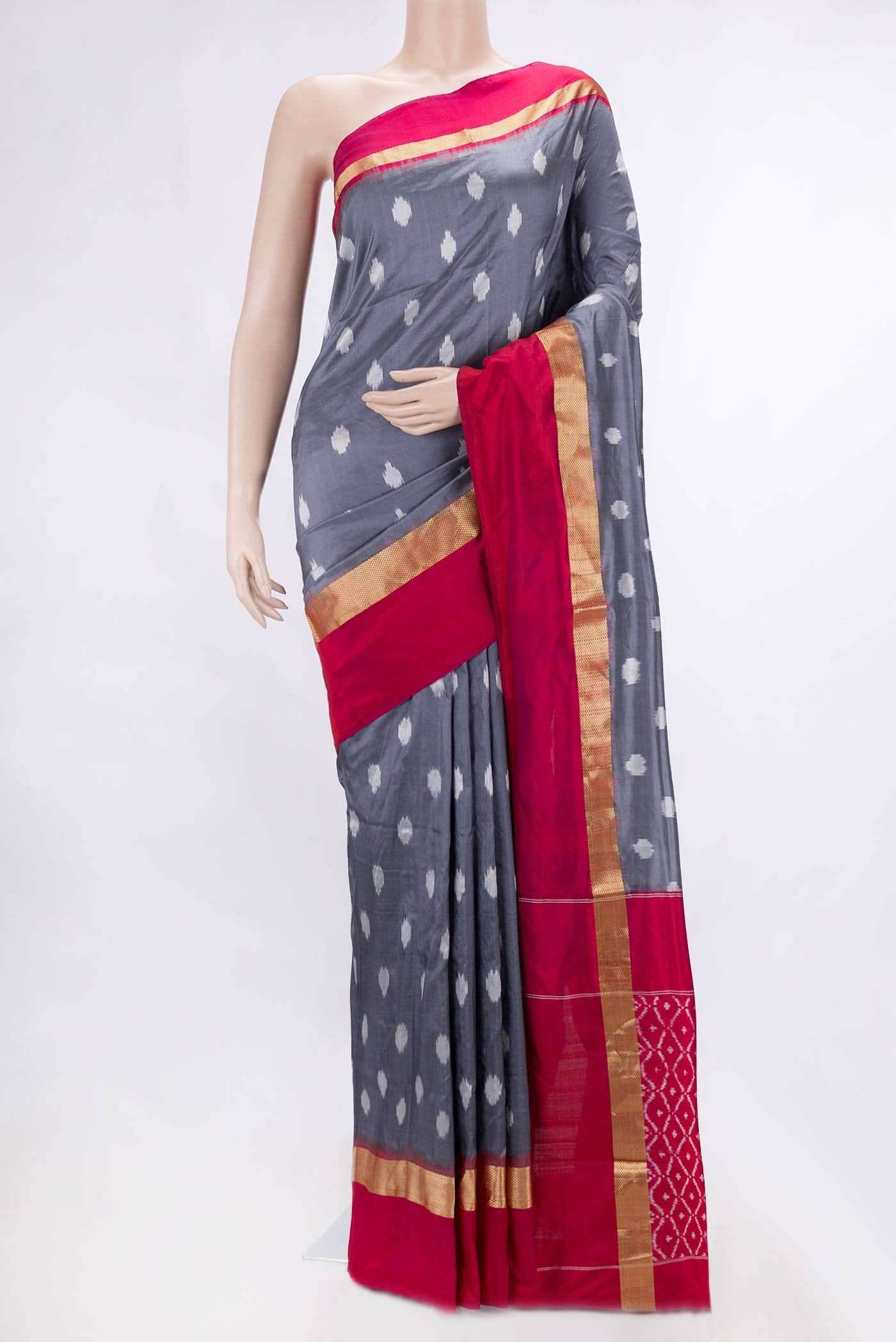 Grey Dual Tone Double Ikat Saree