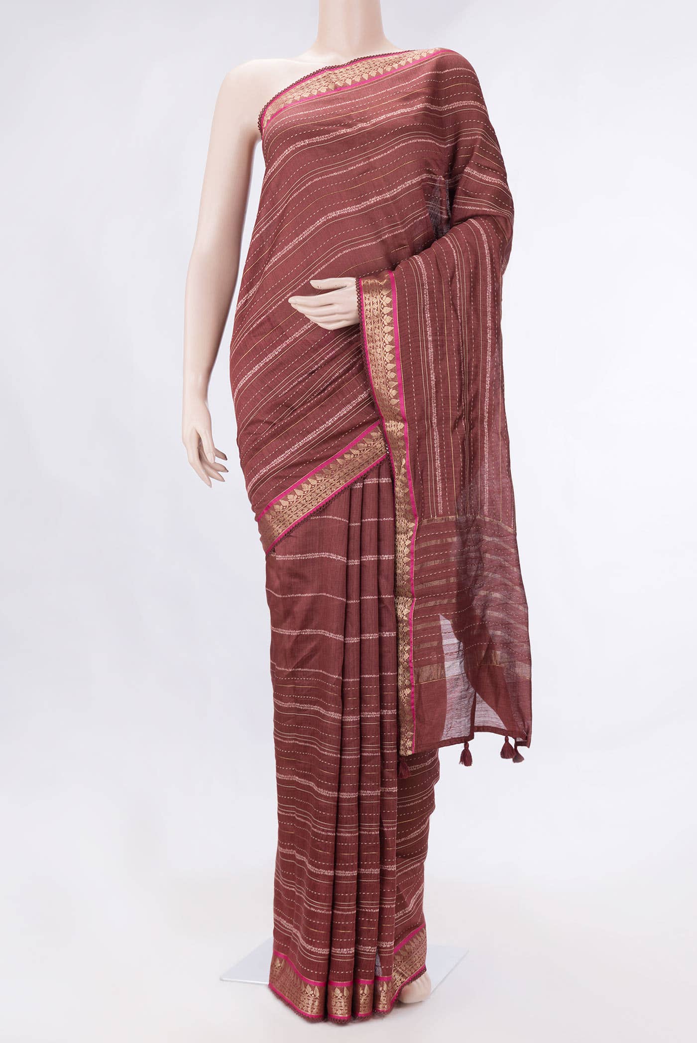 Maroon Dual Tone Tussar Silk Saree