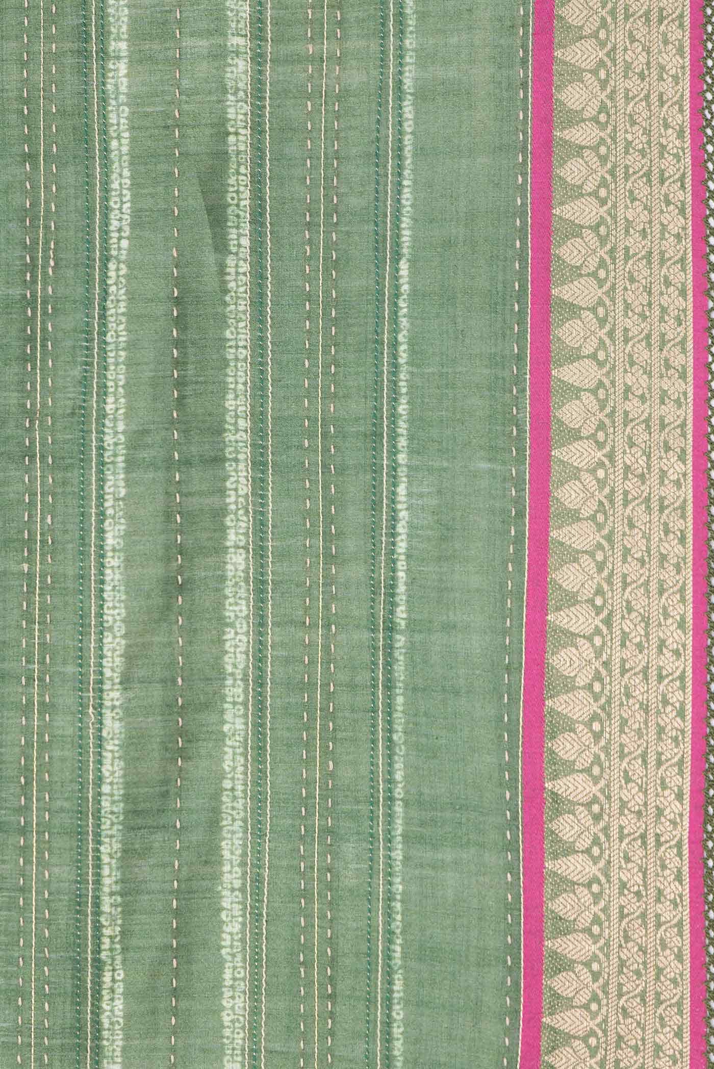 Green Dual Tone Tussar Silk Saree