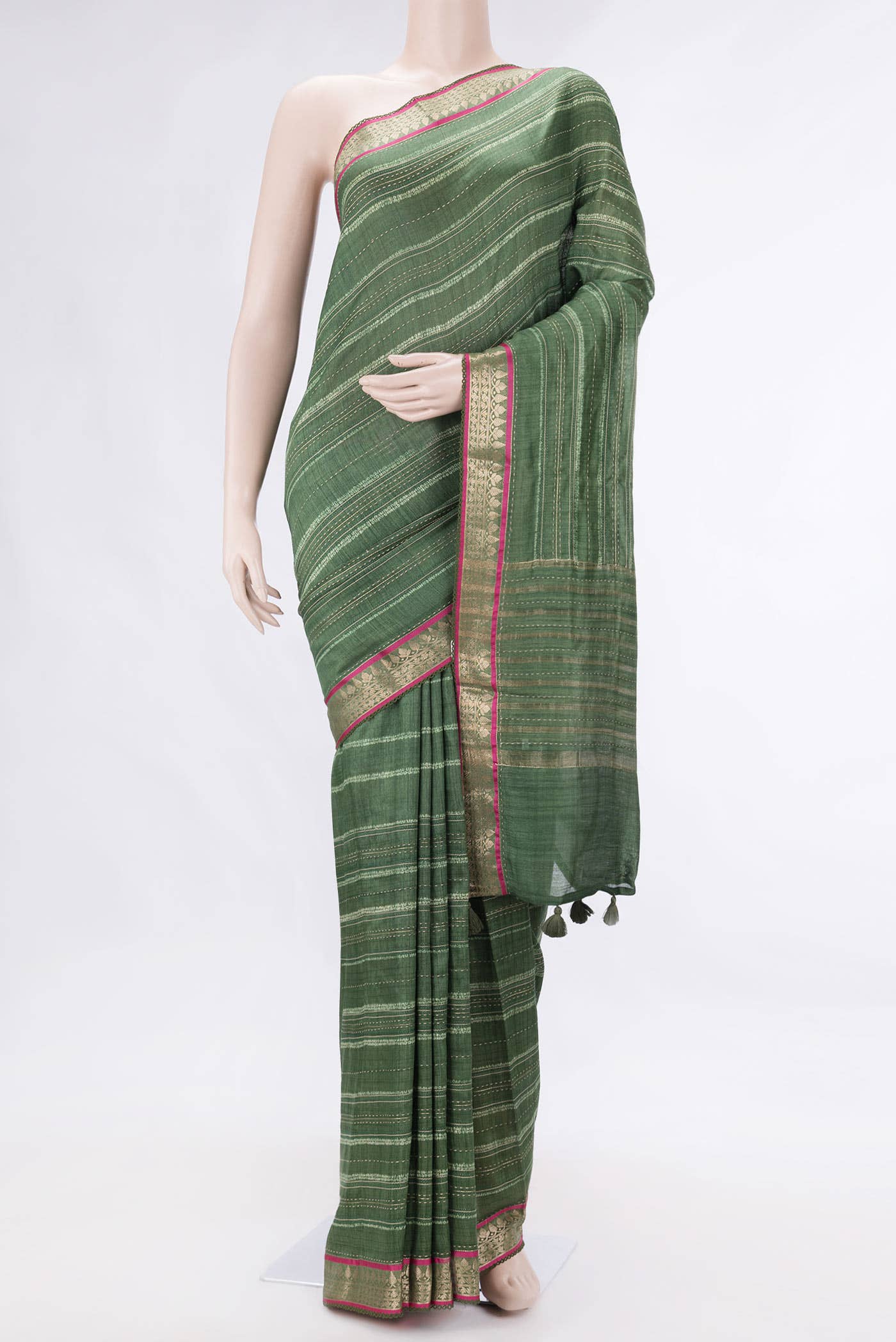 Green Dual Tone Tussar Silk Saree