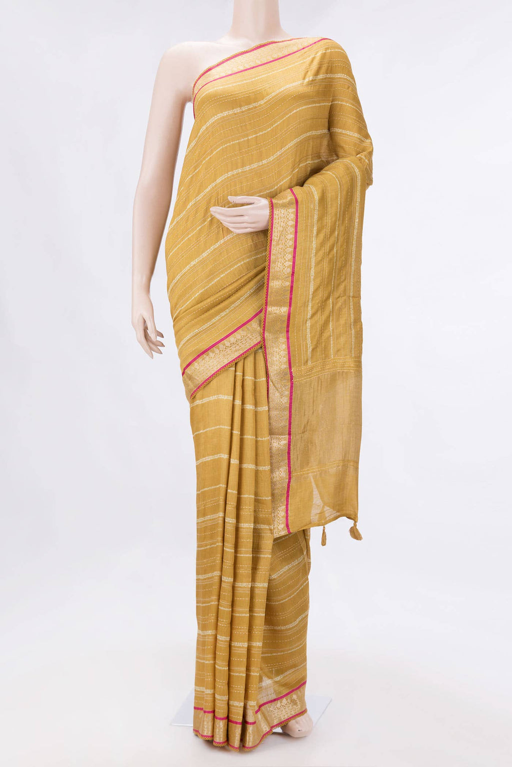 Mustard Dual Tone Tussar Silk Saree