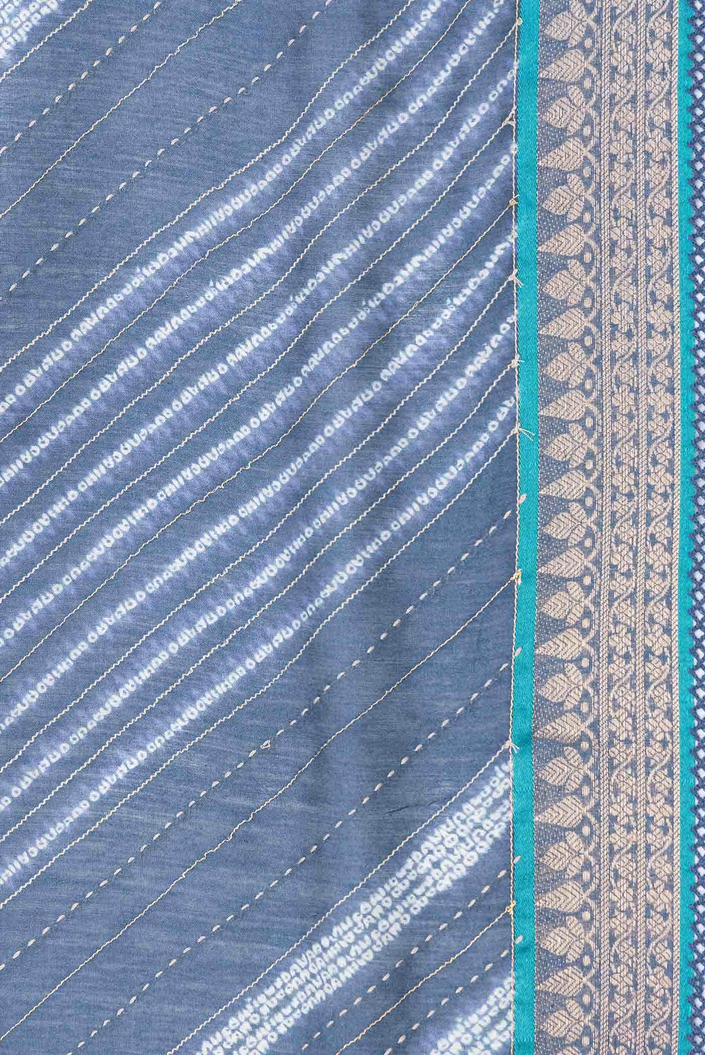 Blue Grey Dual Tone Tussar Silk Saree