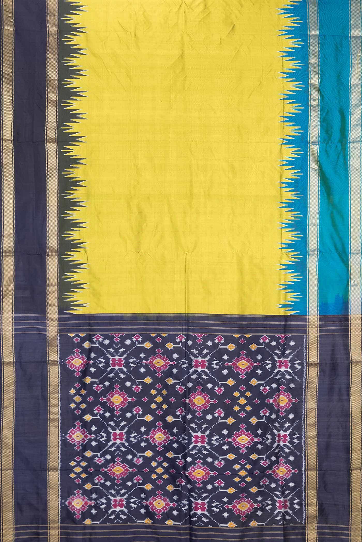 Mehandi Green Dual Tone Double Ikat Saree