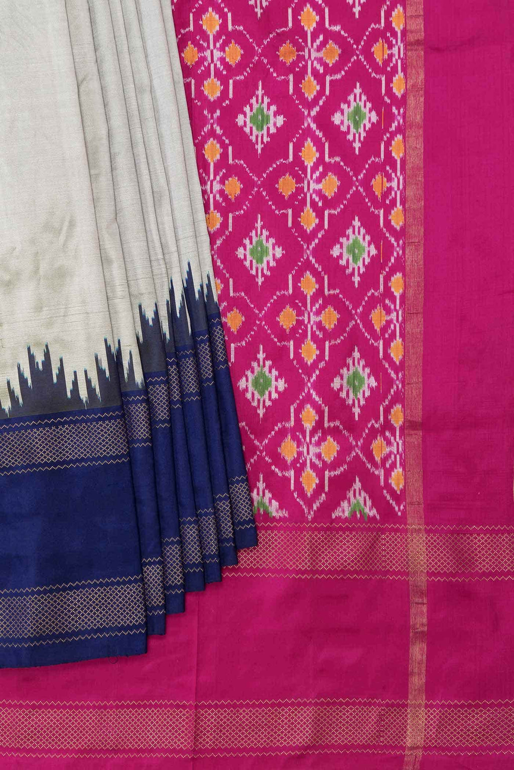 Grey Dual Tone Double Ikat Saree