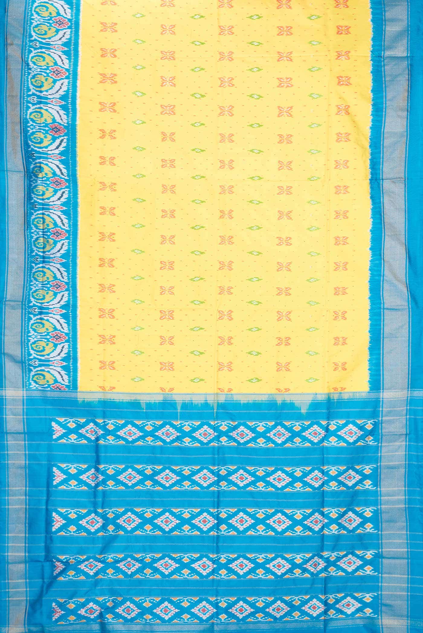 Yellow Dual Tone Double Ikat Saree